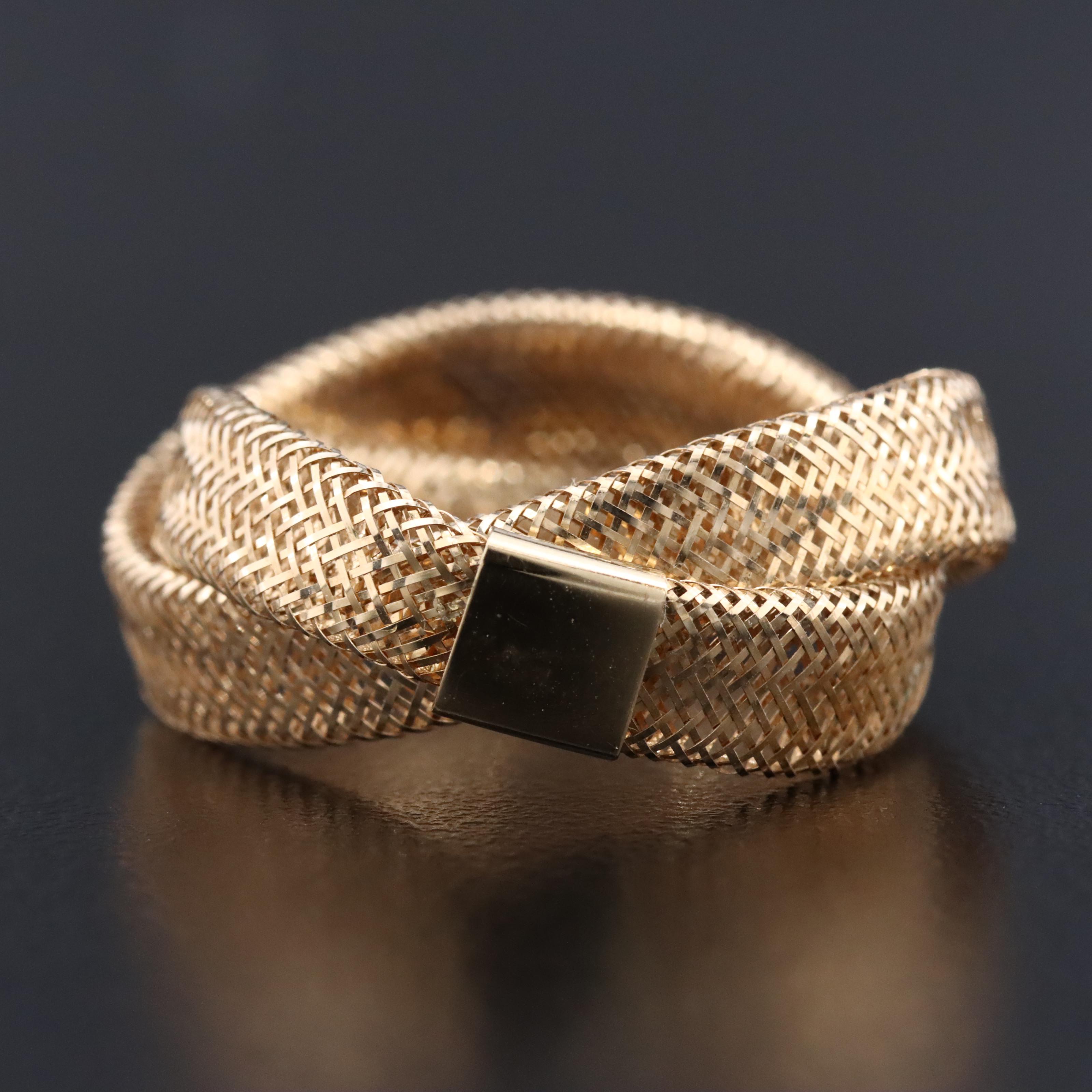14K Mesh Crossover Ring