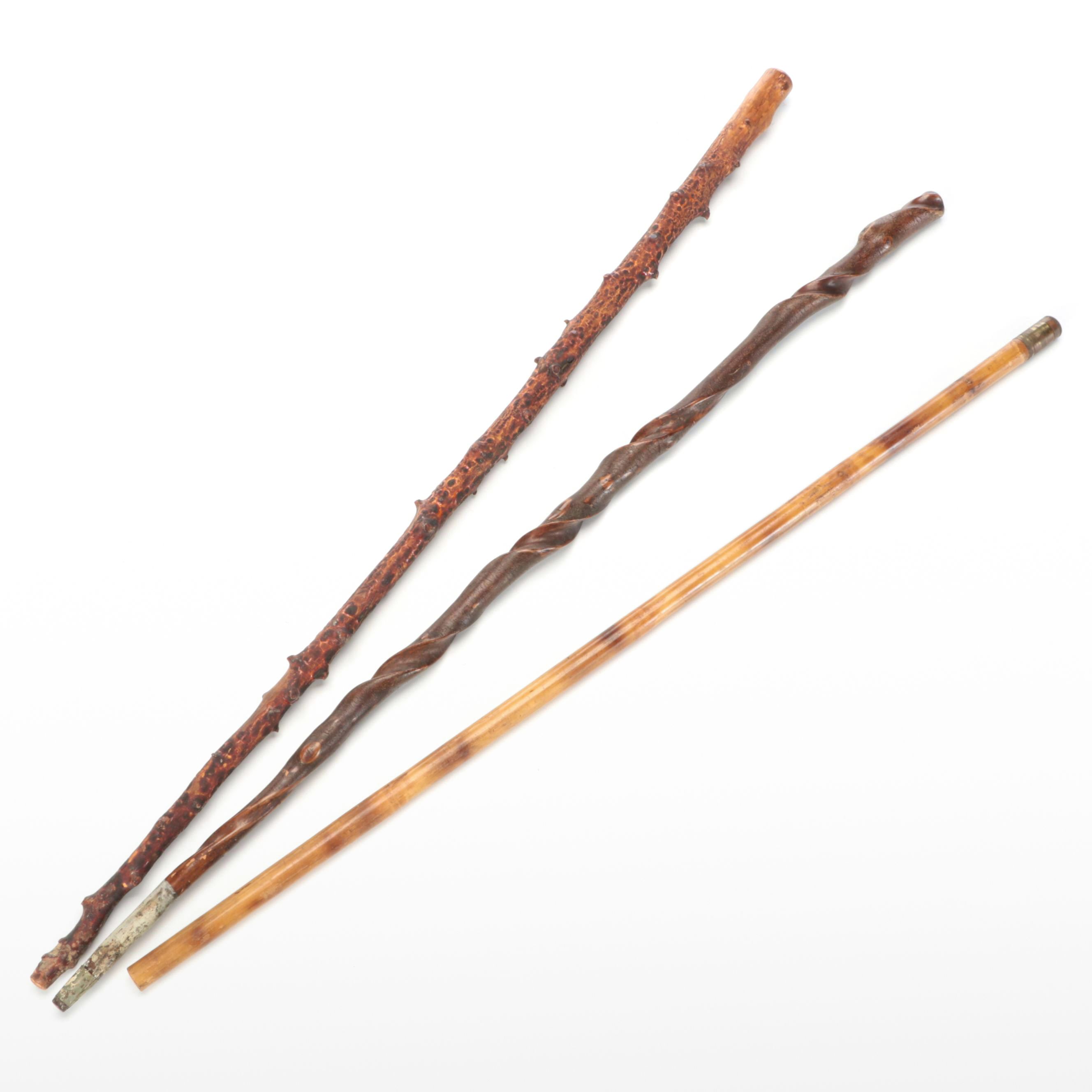 Monoxyle Carved Wood Walking Sticks