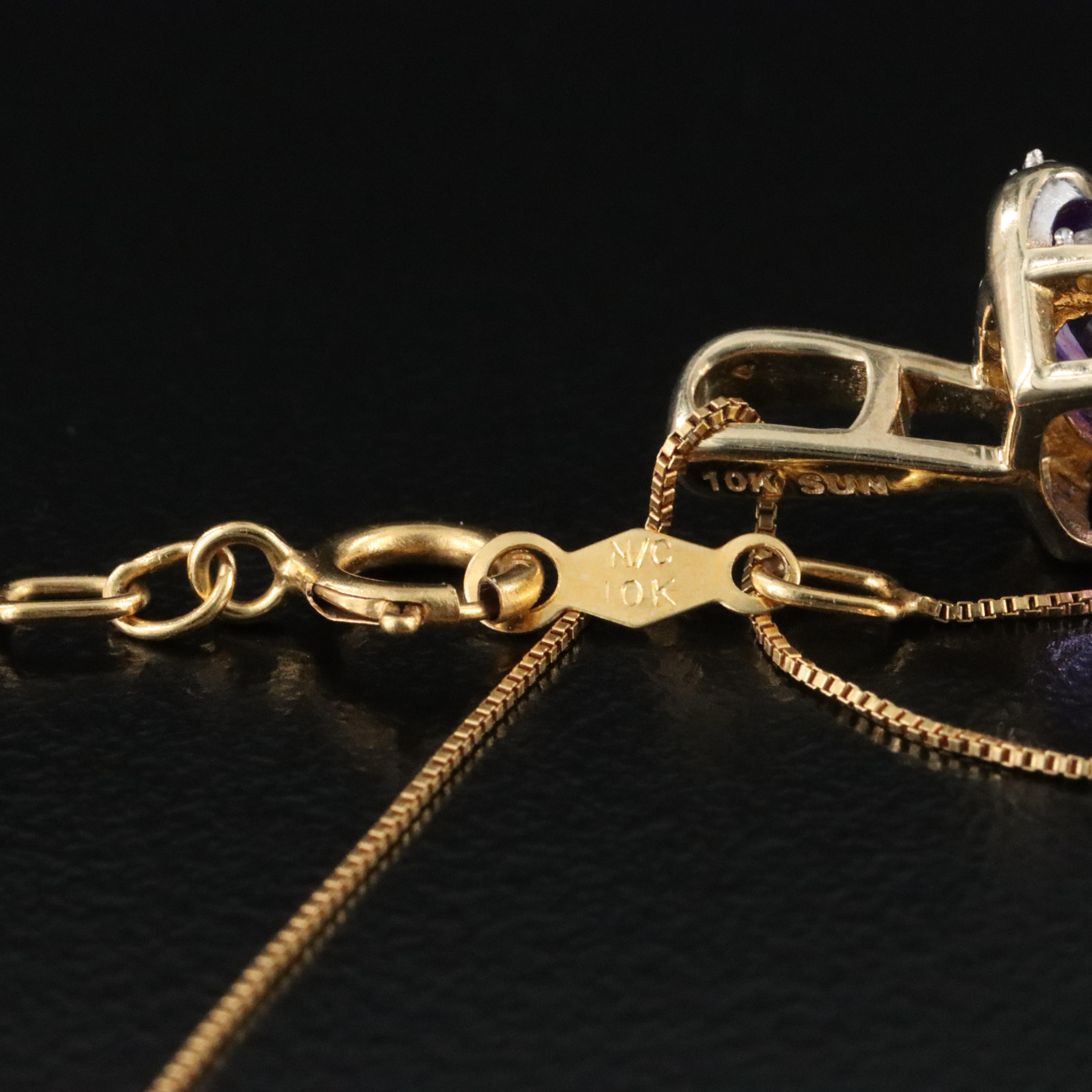 10K Amethyst and Diamond Pendant Necklace