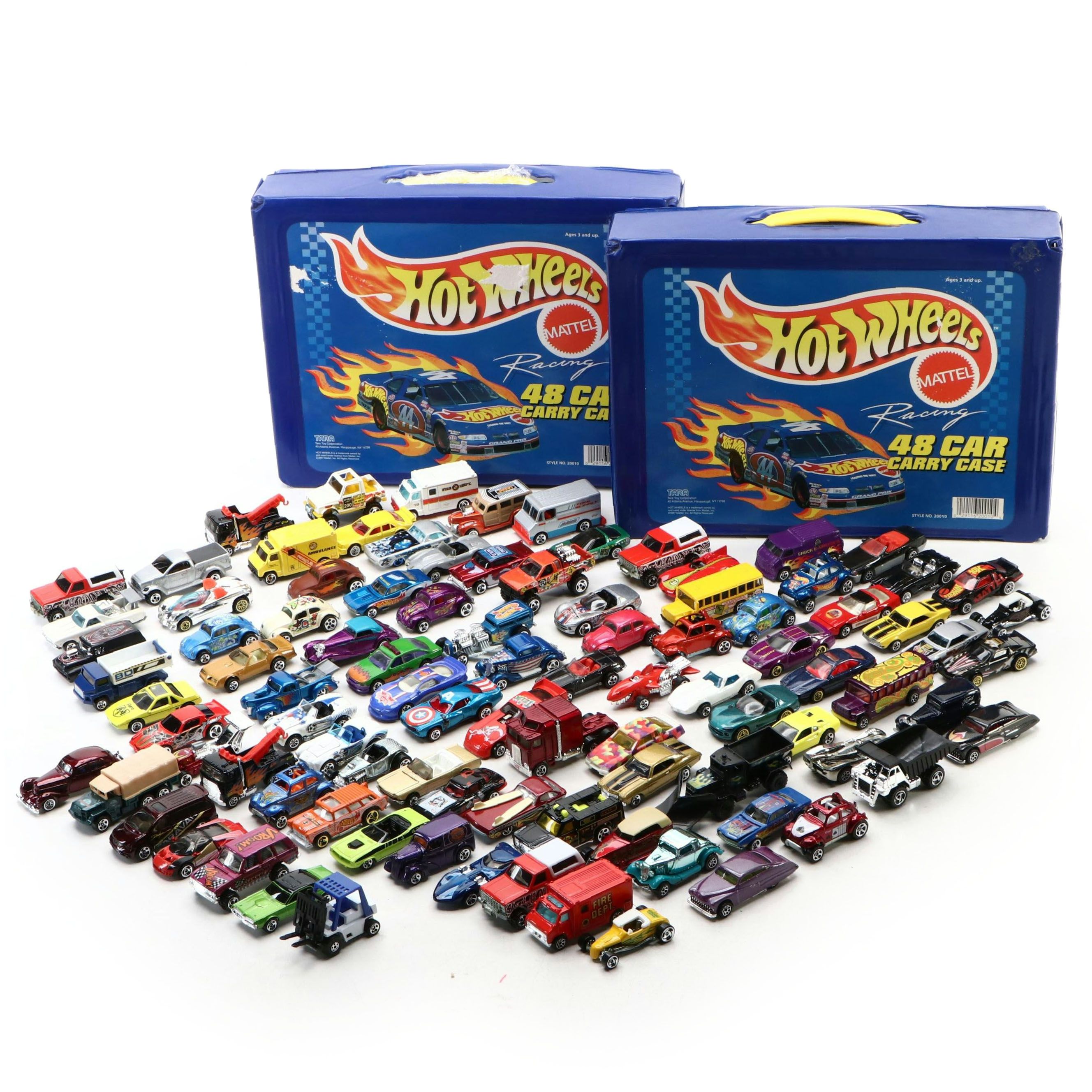 Hot Wheels Plastic and Metal Toy Cars with Carrying Cases