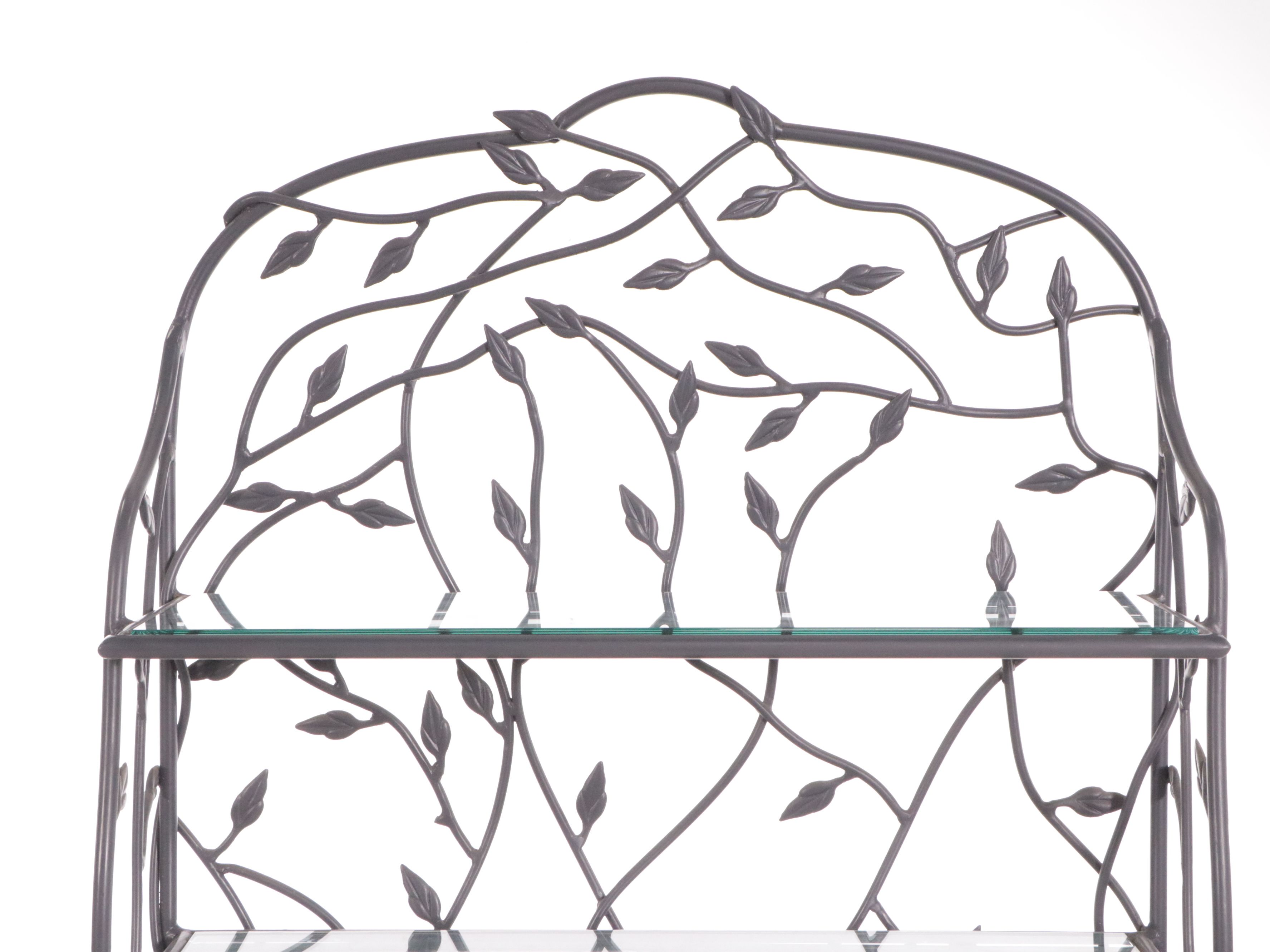 French Style Faux Bois Metal and Glass Baker's Rack