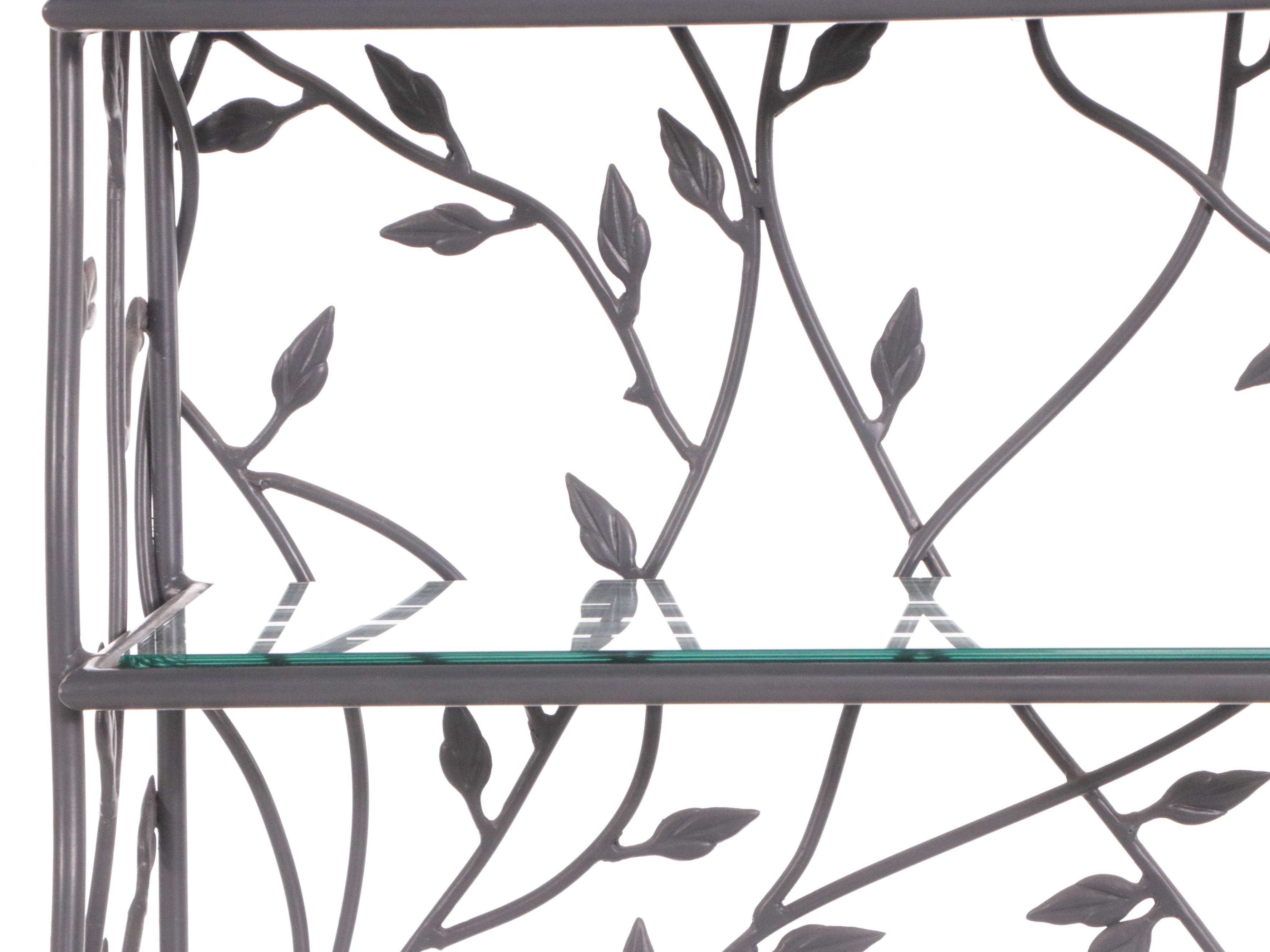 French Style Faux Bois Metal and Glass Baker's Rack