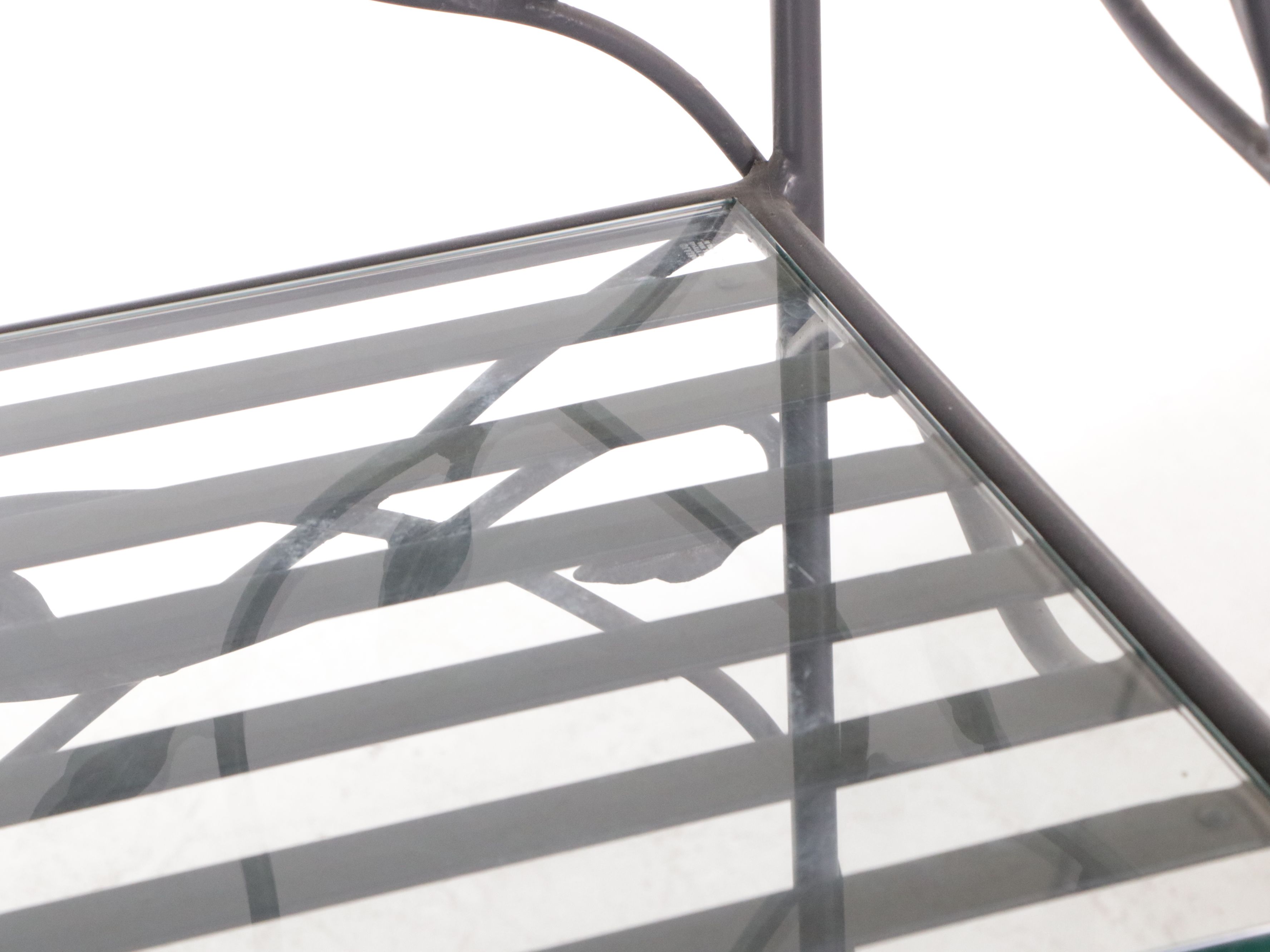 French Style Faux Bois Metal and Glass Baker's Rack