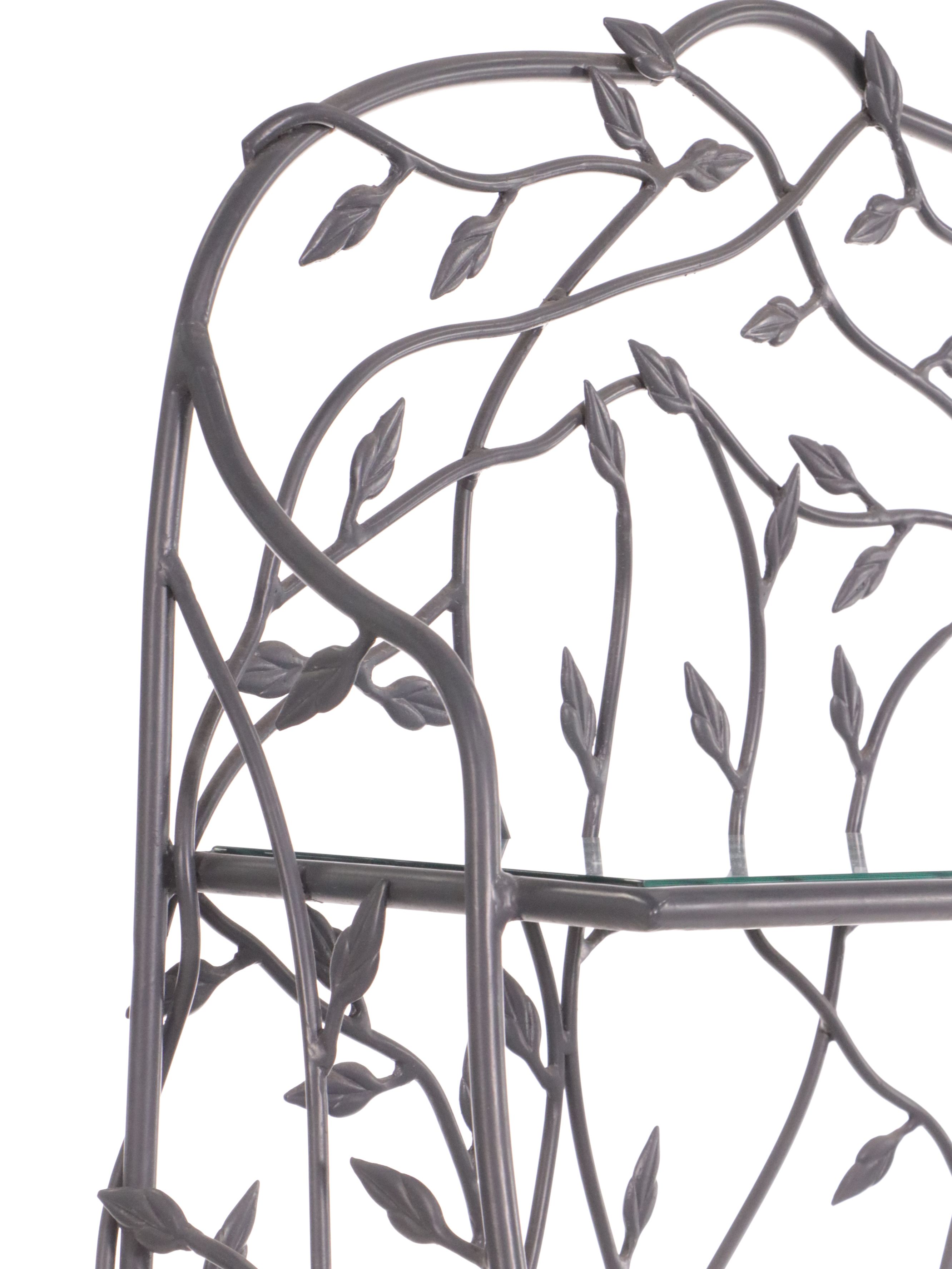French Style Faux Bois Metal and Glass Baker's Rack