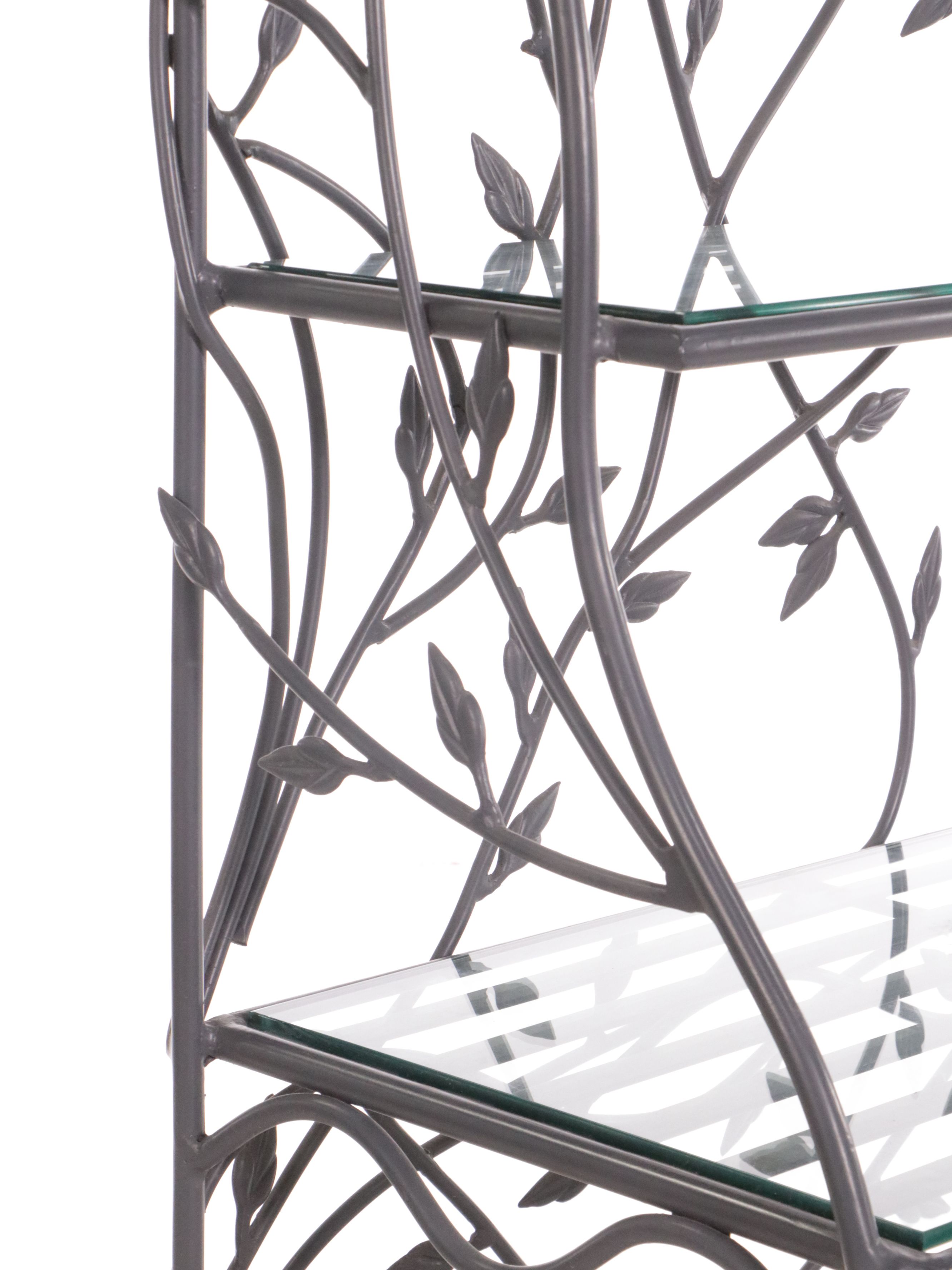 French Style Faux Bois Metal and Glass Baker's Rack