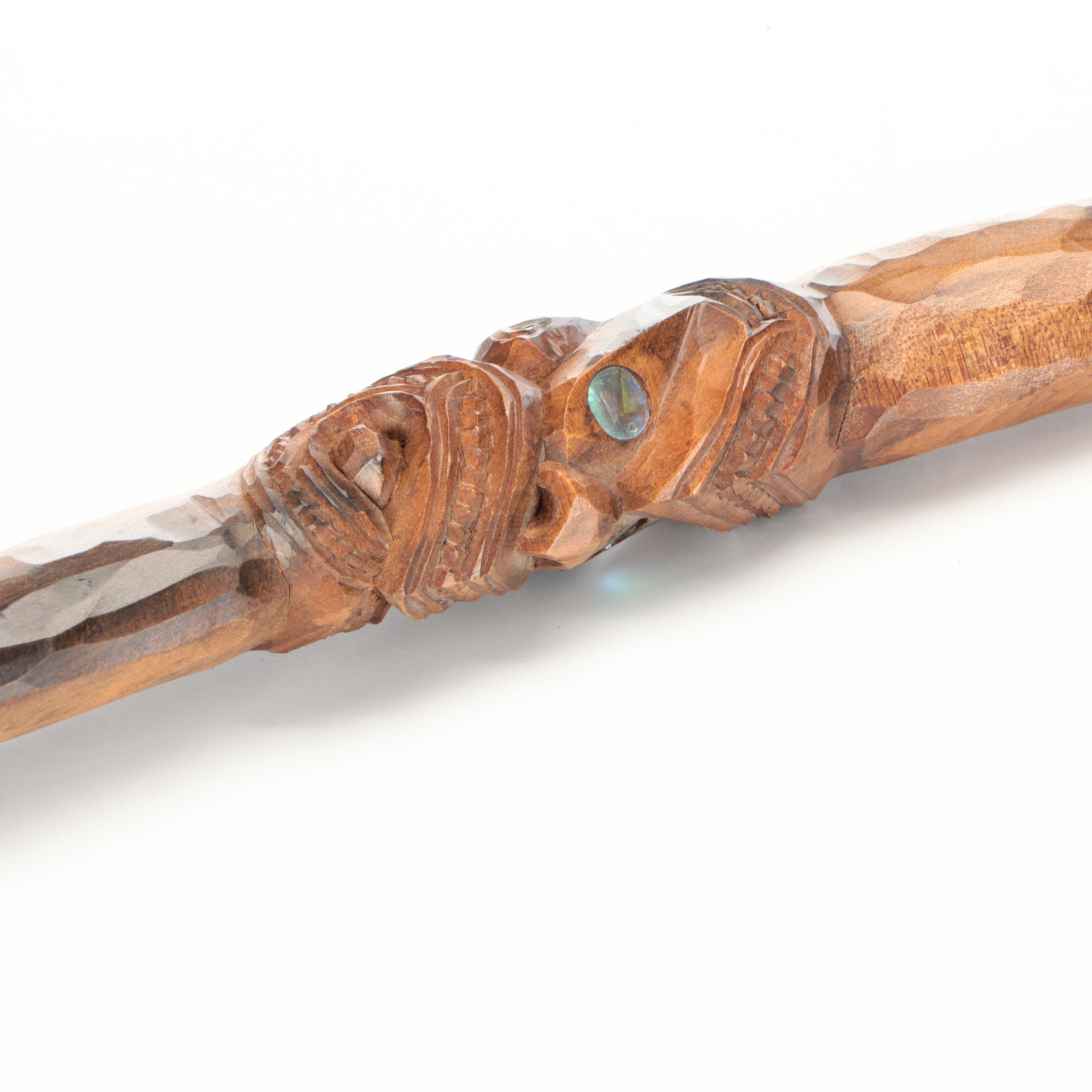 Maori Wood and Abalone Inlay Tewhatewha