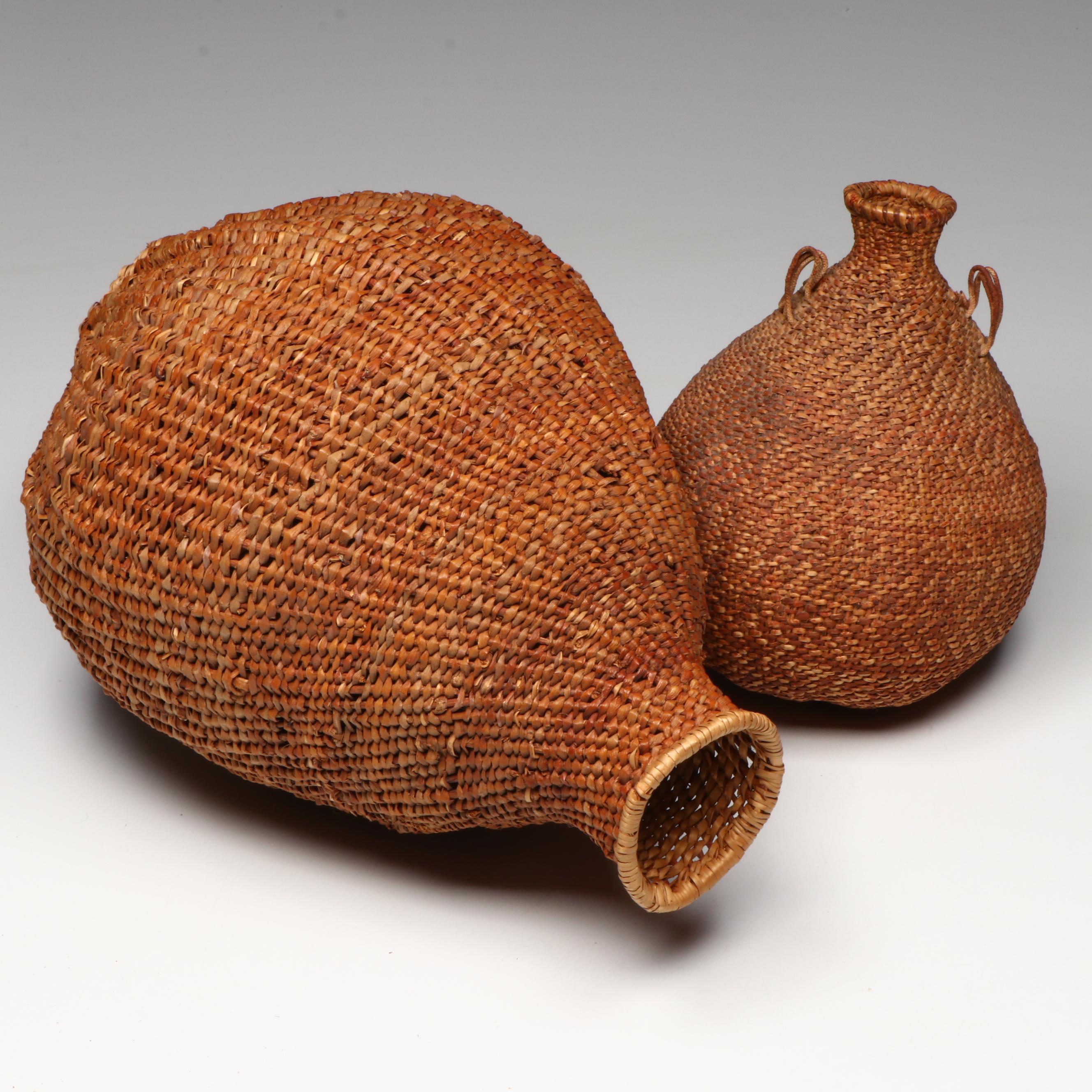 Indigenous Great Basin Paiute Basketry Storage Jars