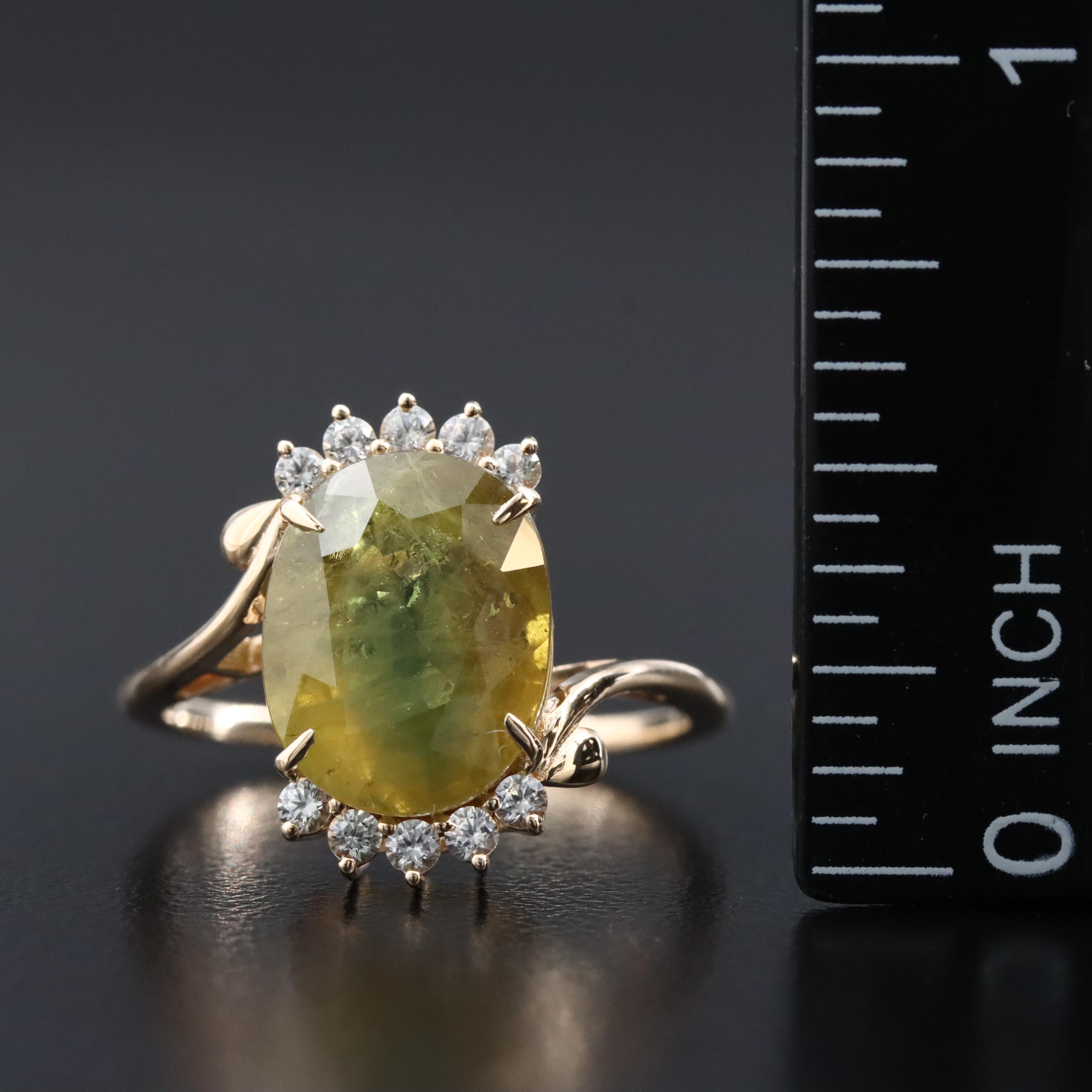 14K 5.38 CT Sapphire and White Sapphire Ring