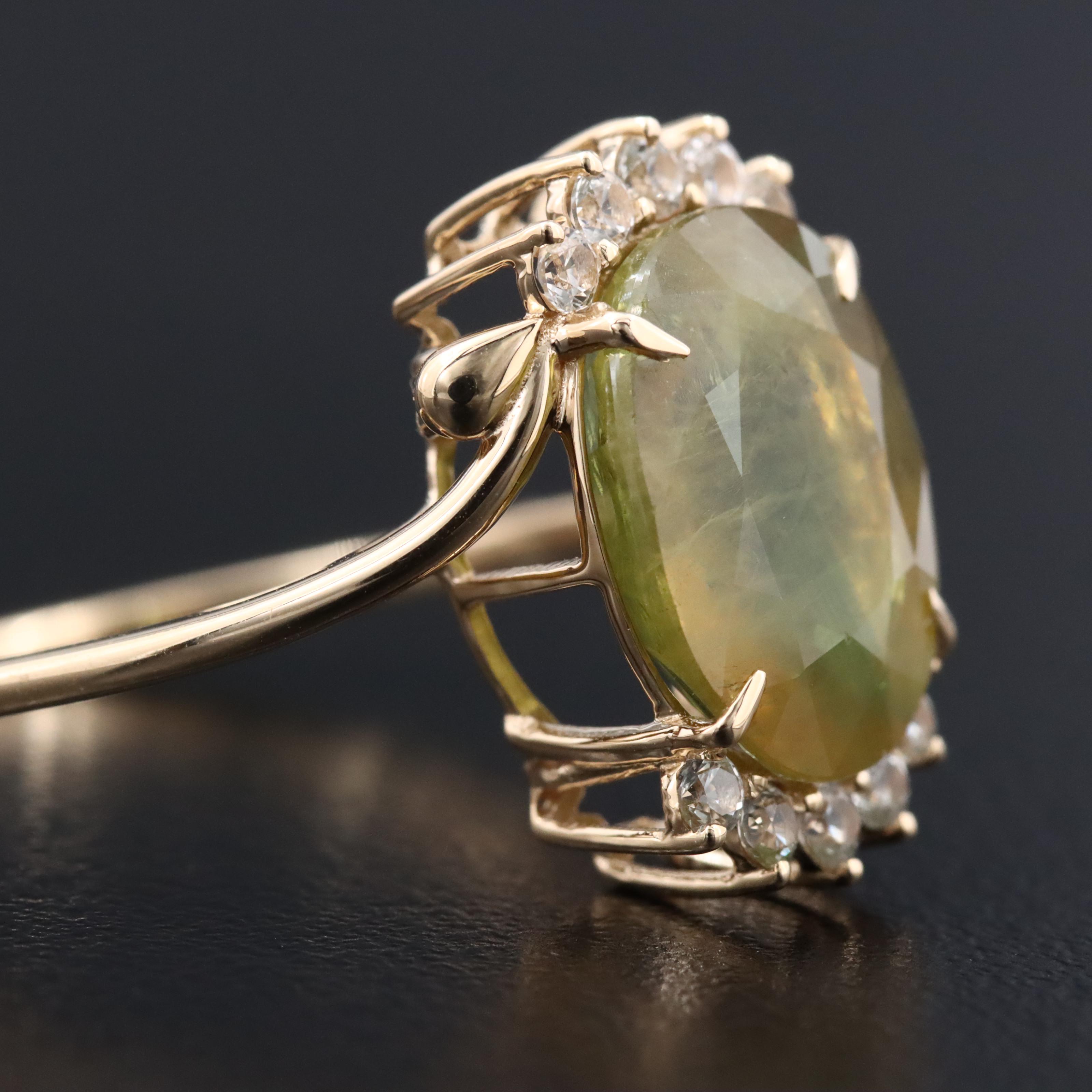 14K 5.38 CT Sapphire and White Sapphire Ring