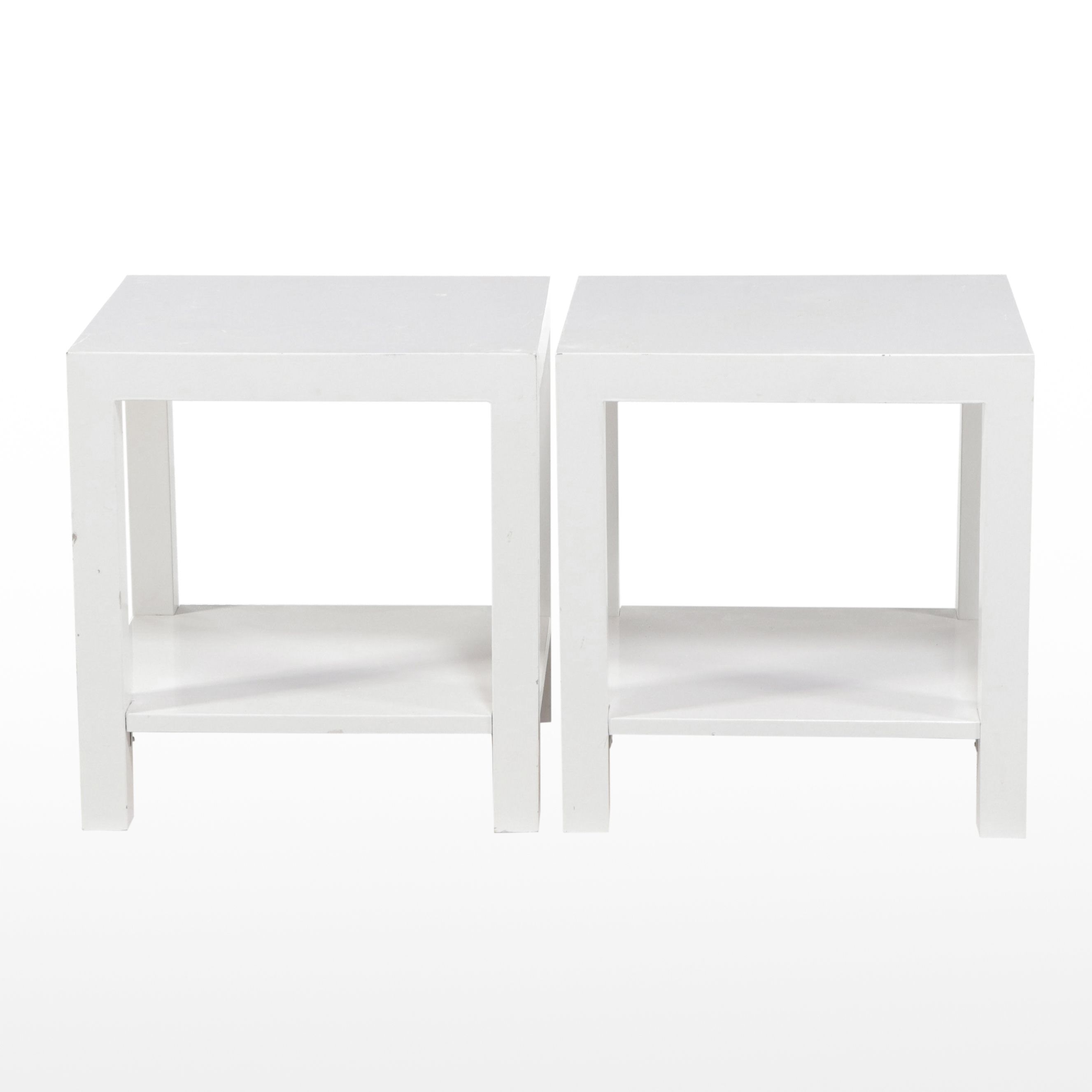 Pair of Modern Lacquered White End Tables
