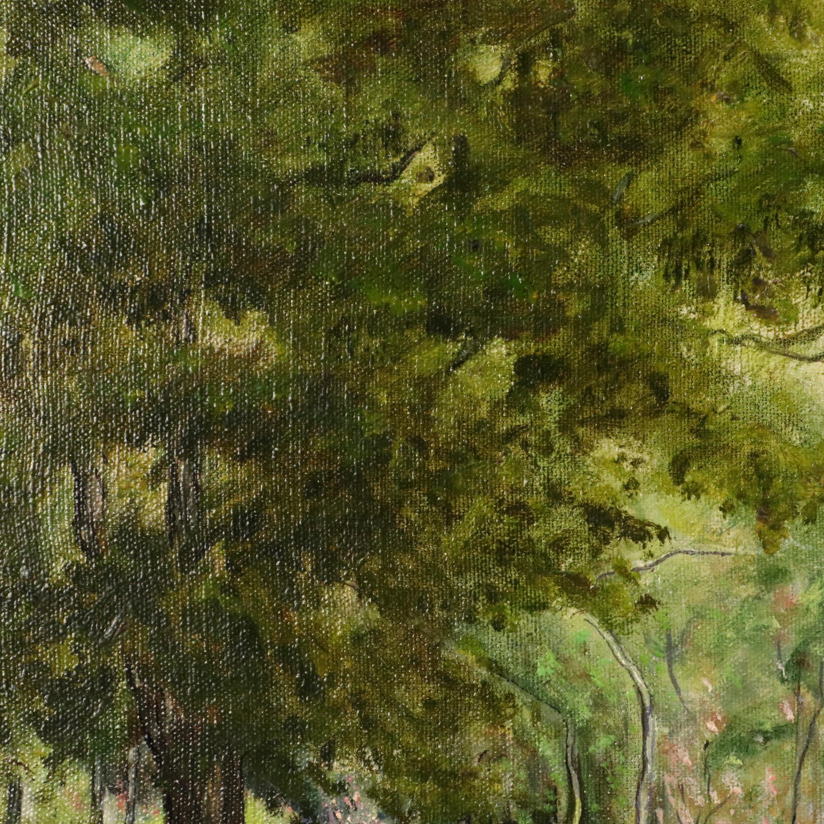 Sylvia Shelling Acrylic Landscape Painting with Horses, 1969