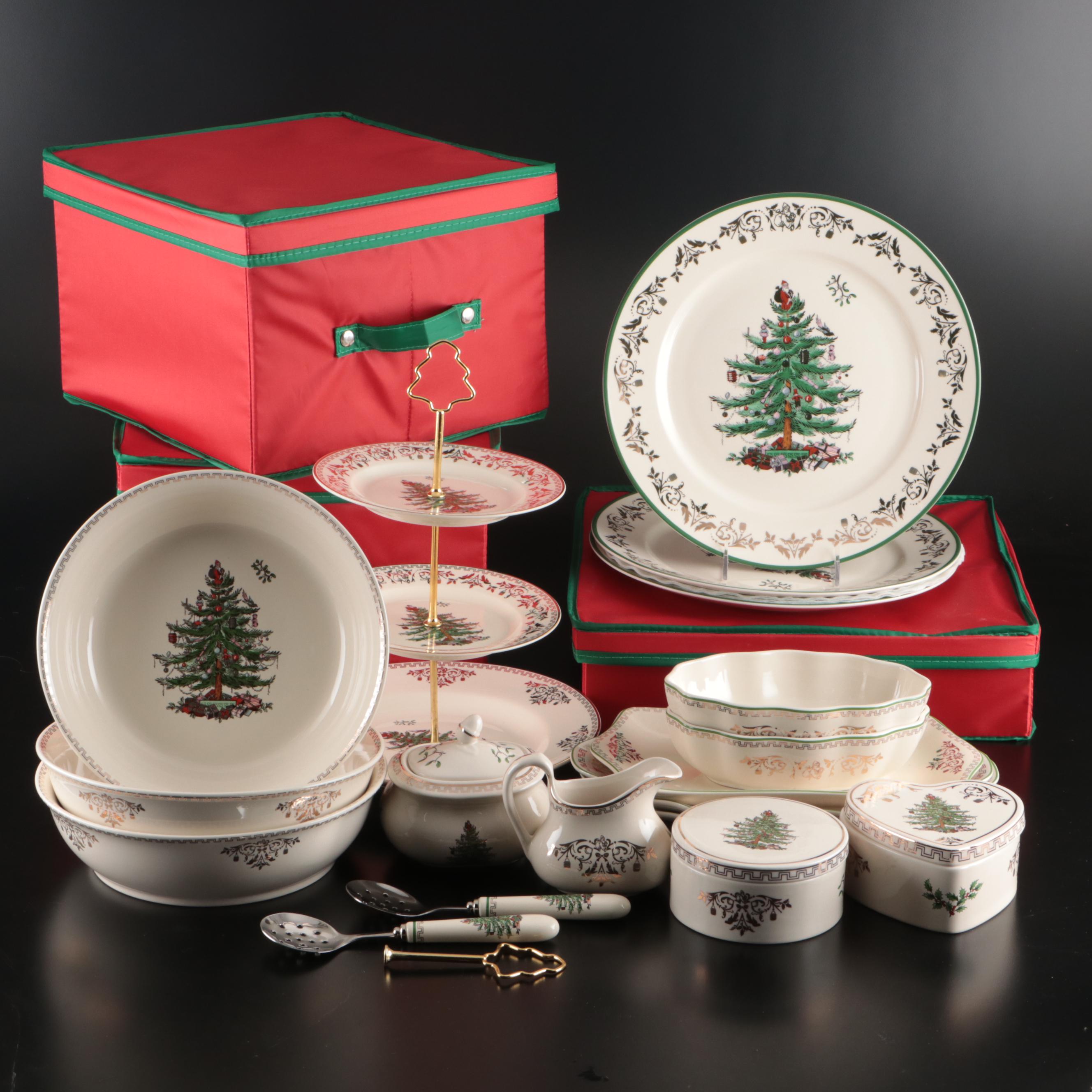Spode "Christmas Tree Gold" Seasonal Tableware with Storage Bags