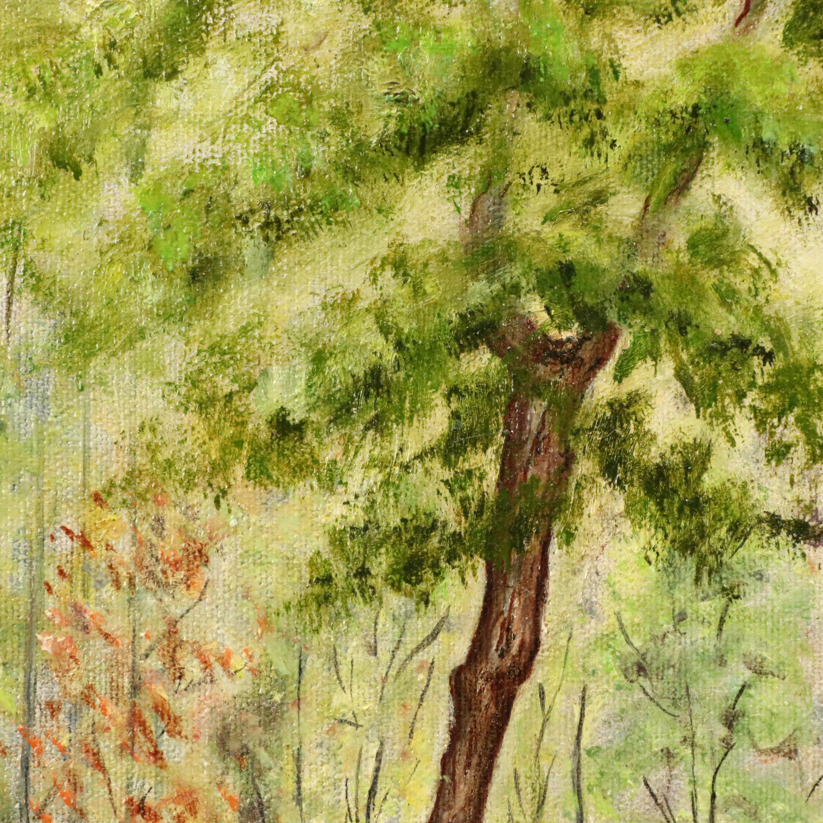 Sylvia Shelling Acrylic Landscape Painting with Horses, 1969