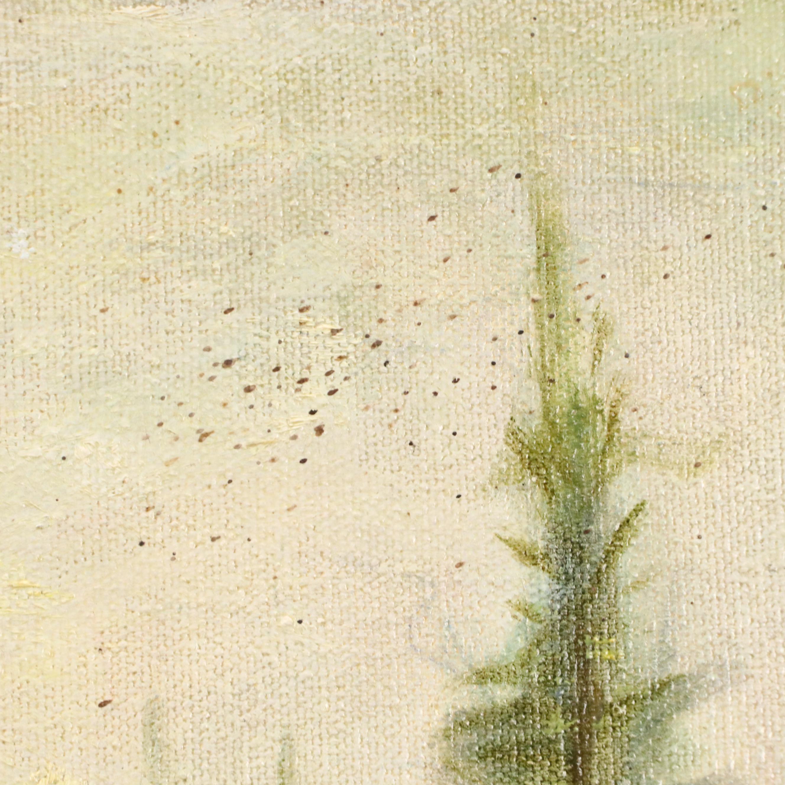 Sylvia Shelling Acrylic Landscape Painting with Horses, 1969