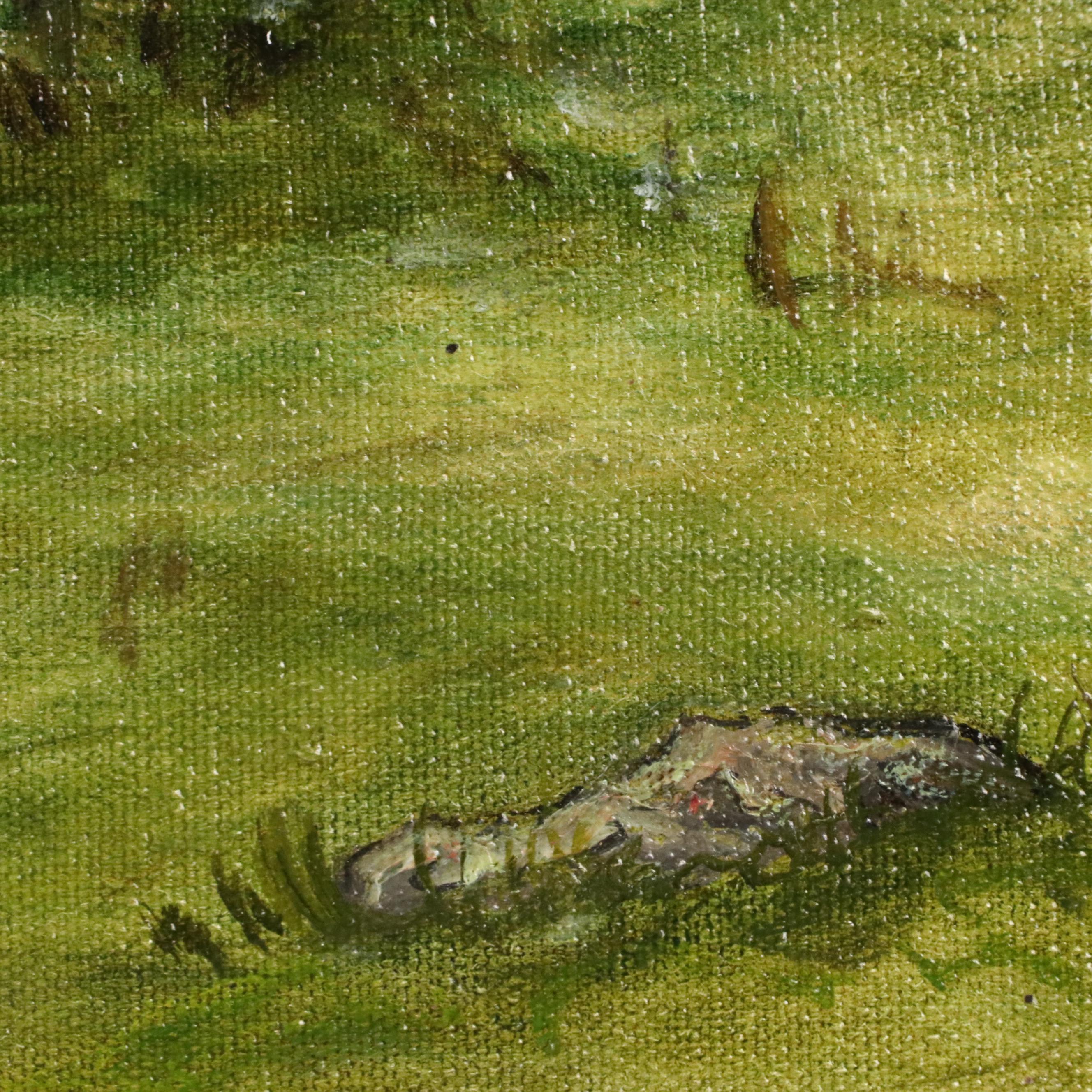 Sylvia Shelling Acrylic Landscape Painting with Horses, 1969