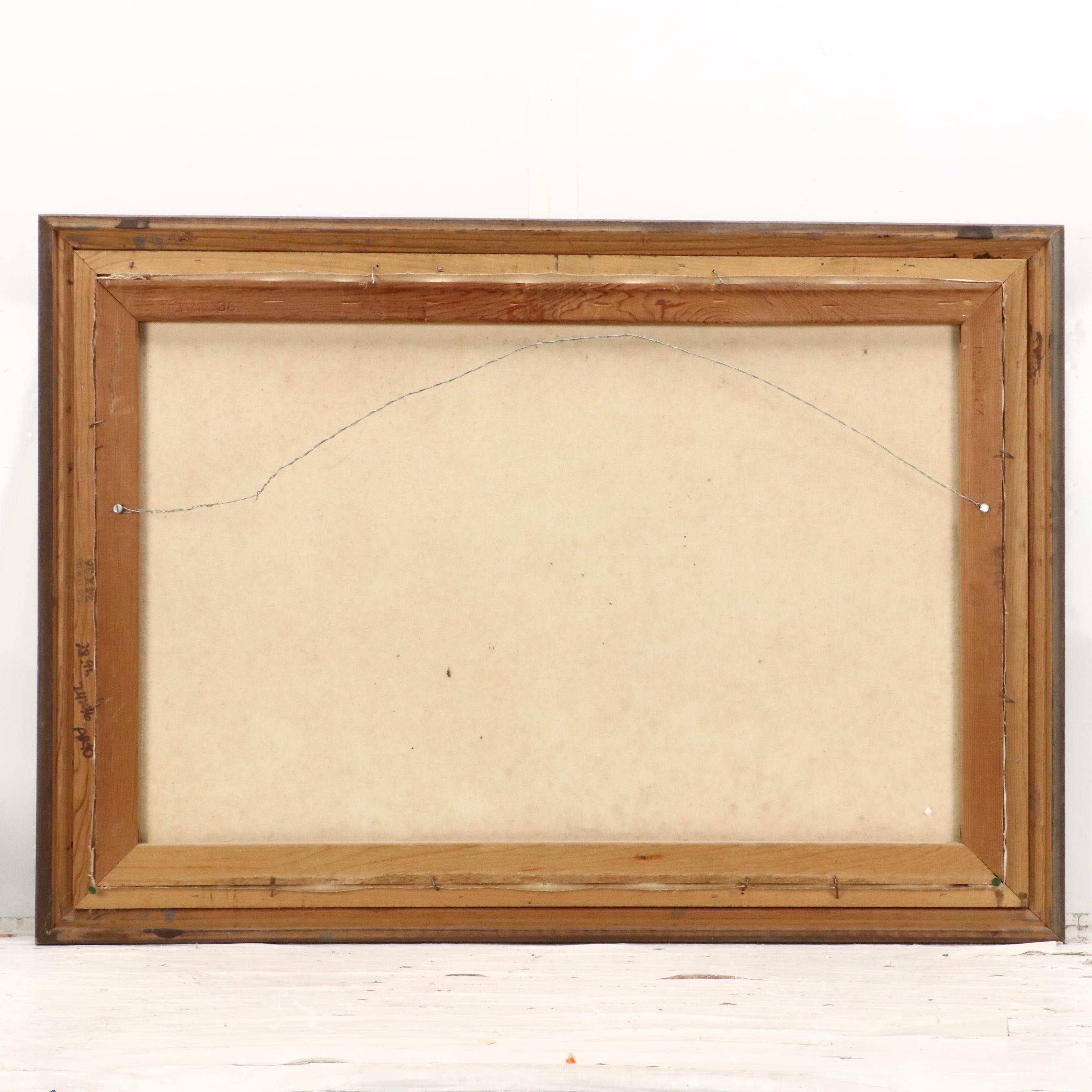 Sylvia Shelling Acrylic Landscape Painting with Horses, 1969