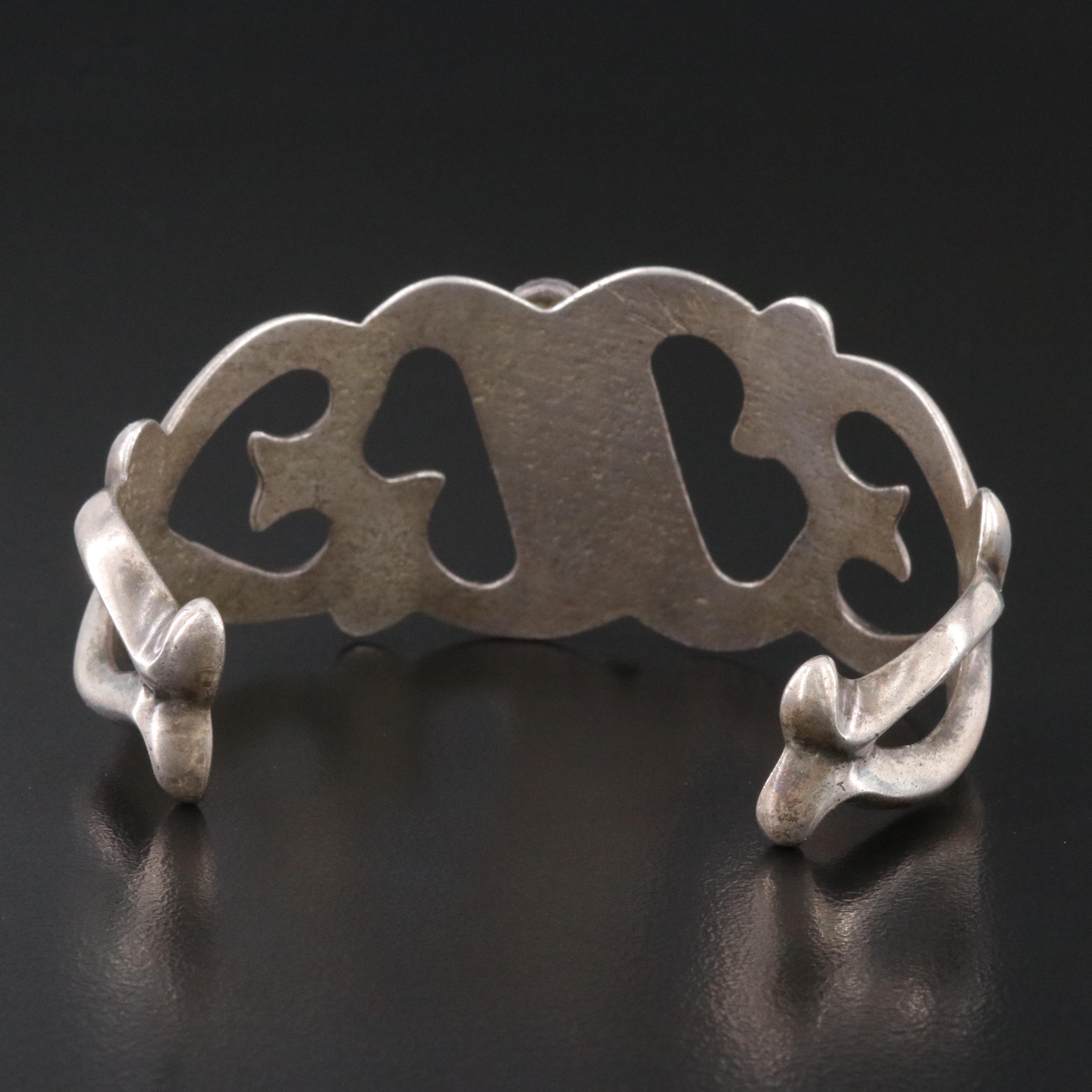 Southwestern Sterling Coral Sandcast Cuff
