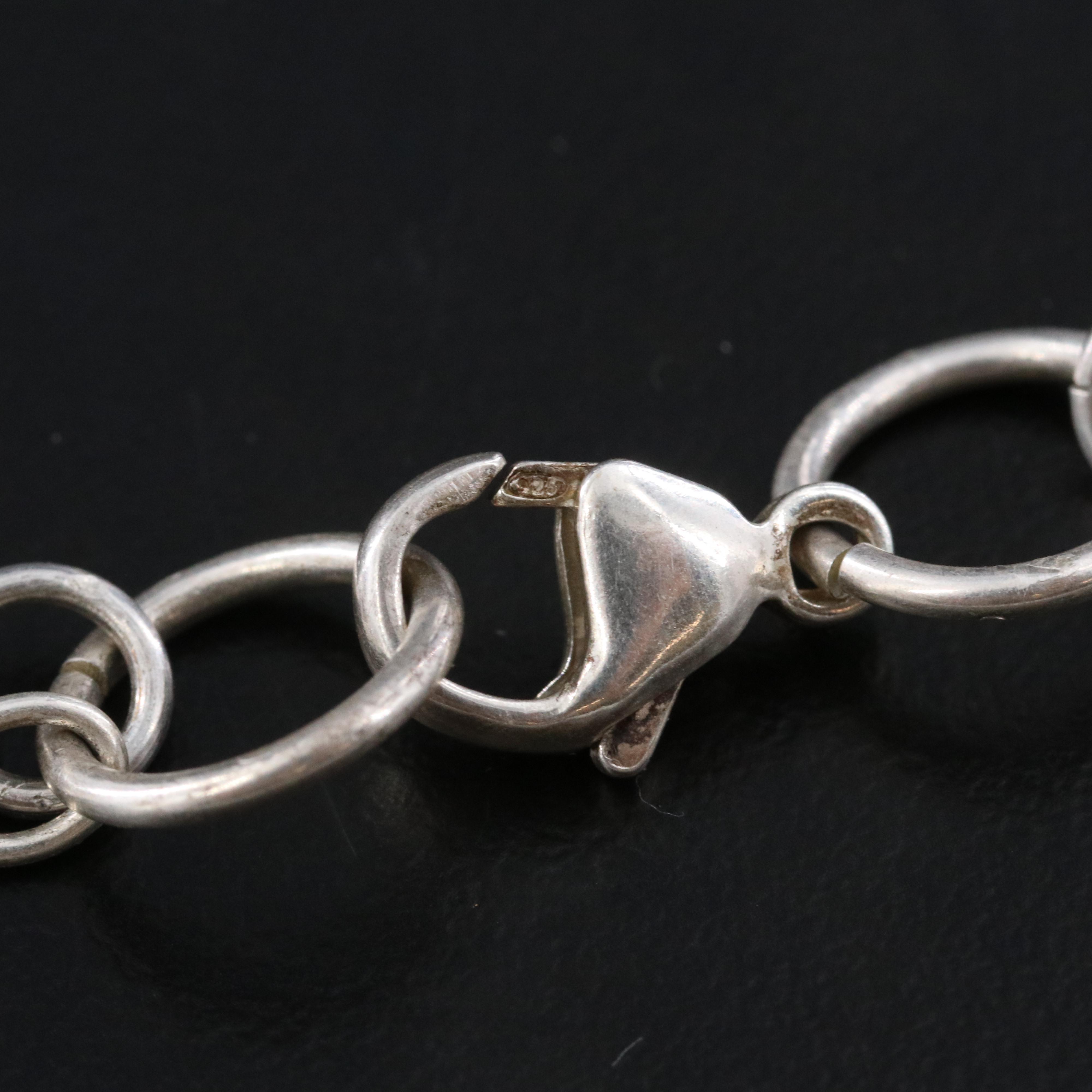 Sterling Carved Amethyst and Nephrite Rose Station Necklace