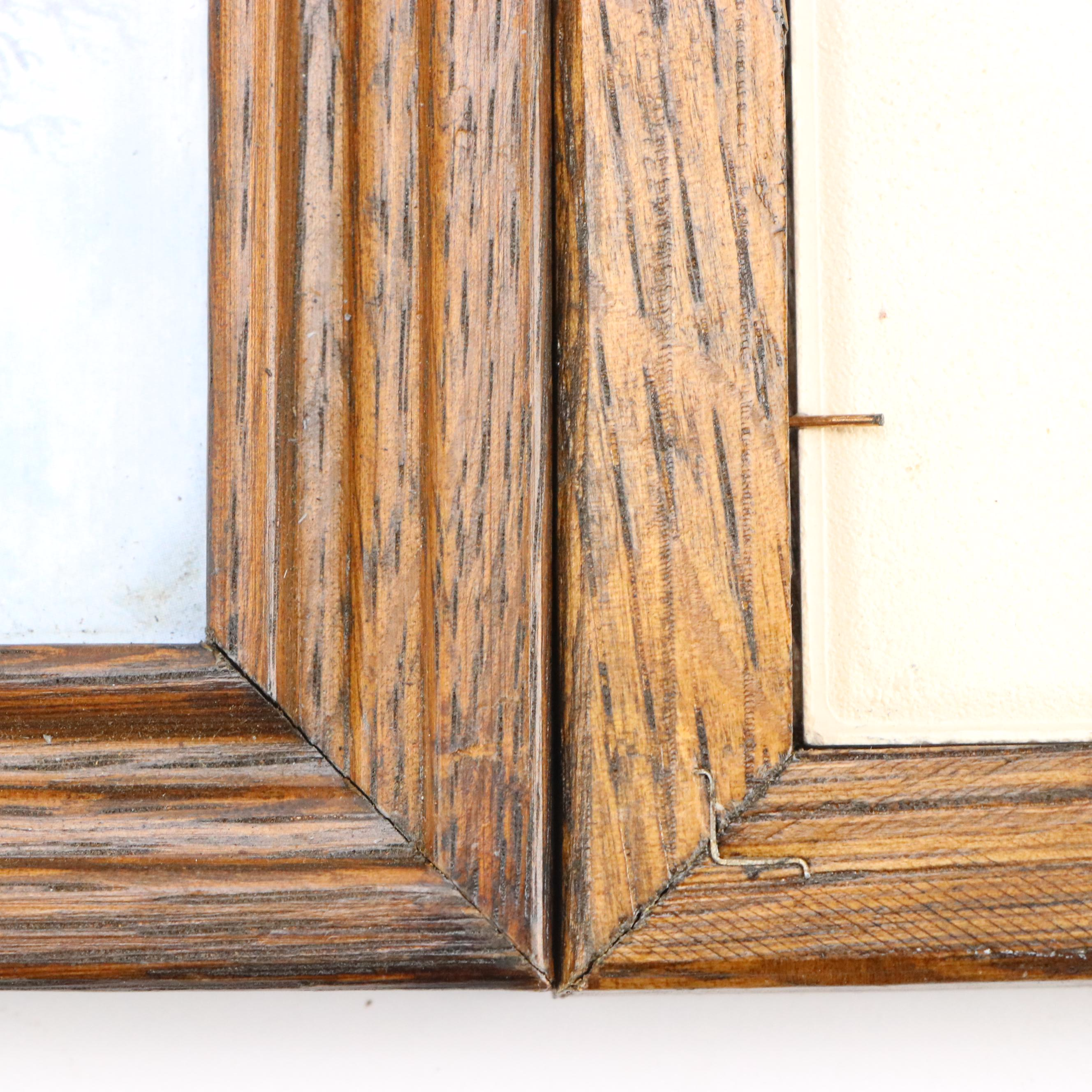 Framed Royal Mosa Delft Blue Ceramic Tiles, 1984