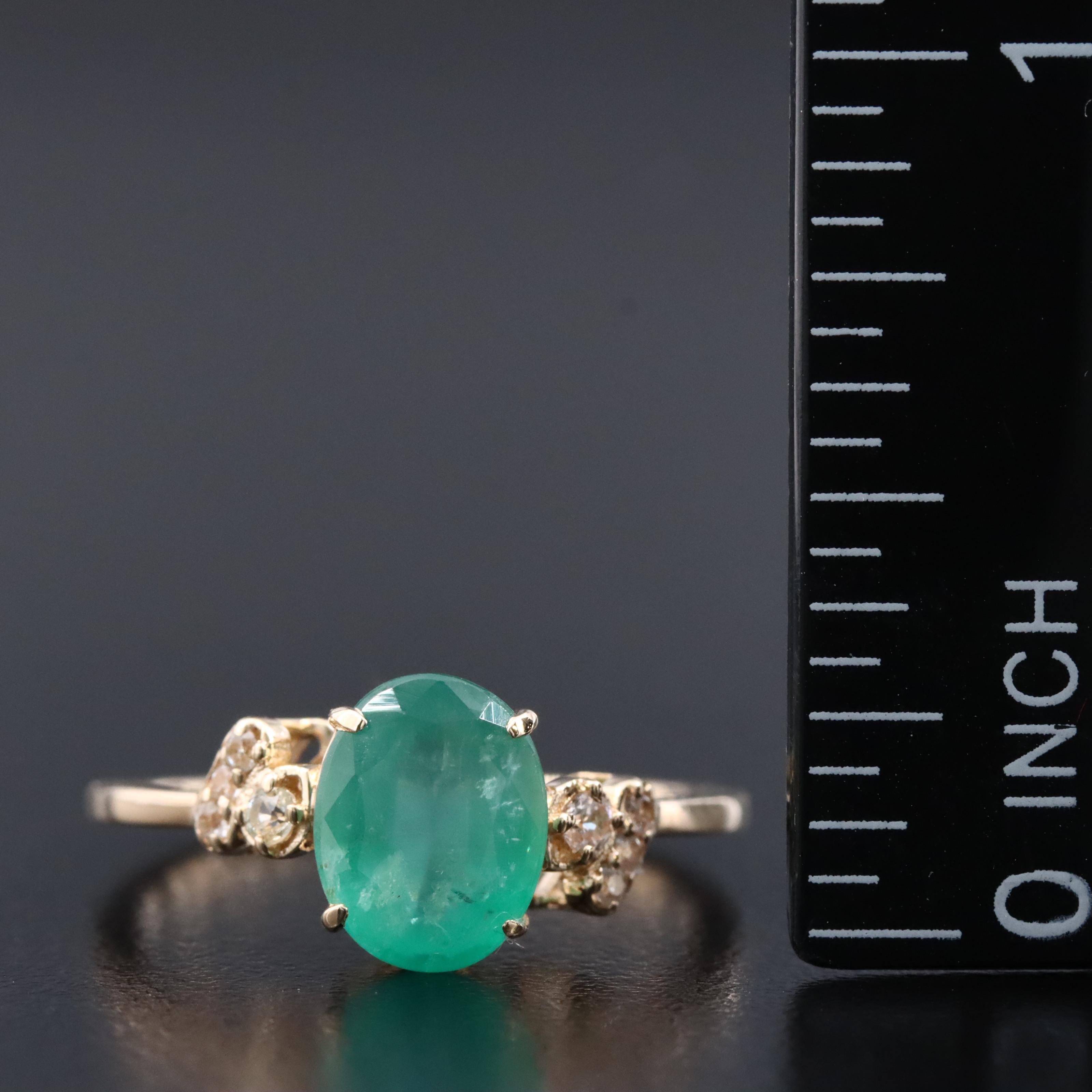 14K 1.62 CT Emerald and White Sapphire Ring