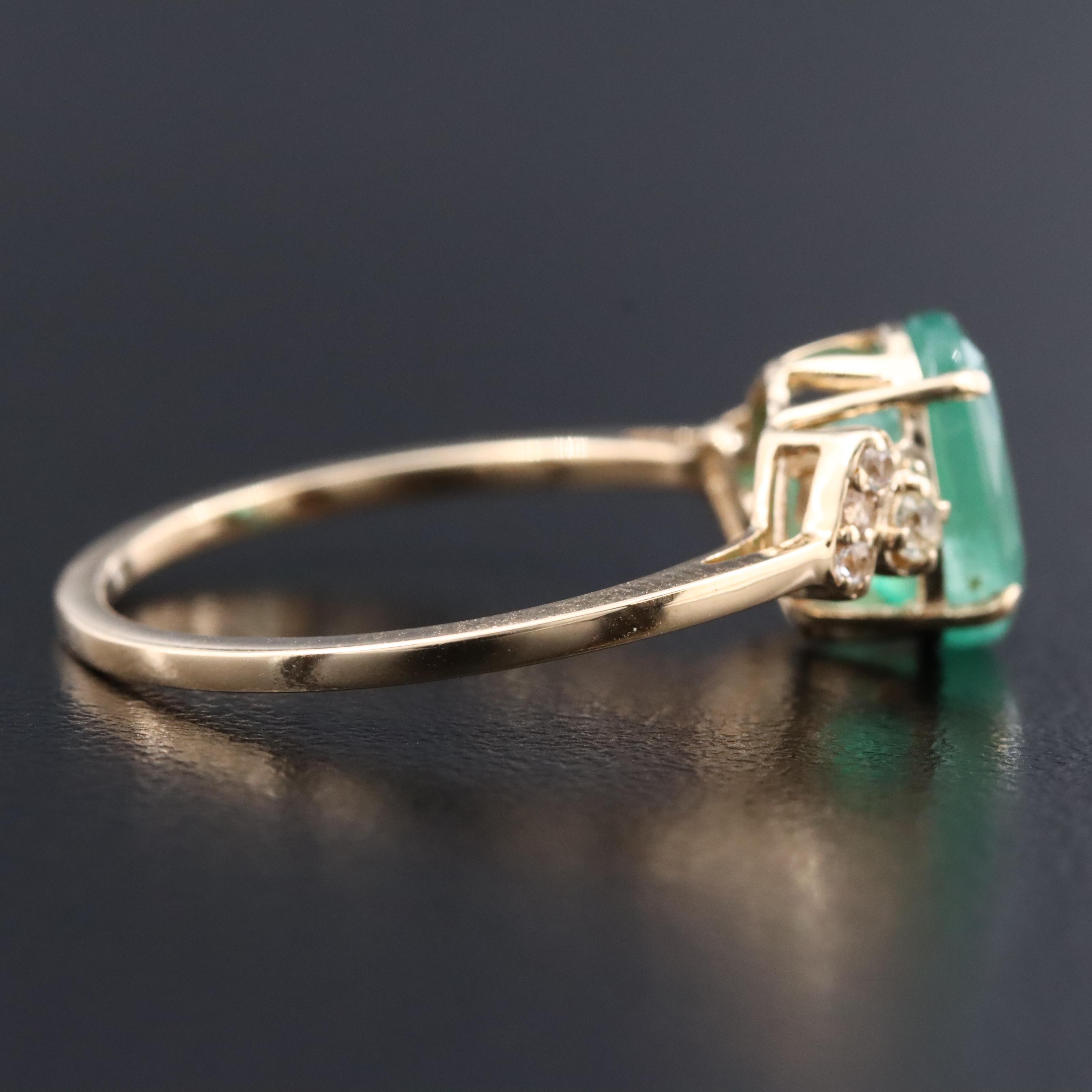 14K 1.62 CT Emerald and White Sapphire Ring