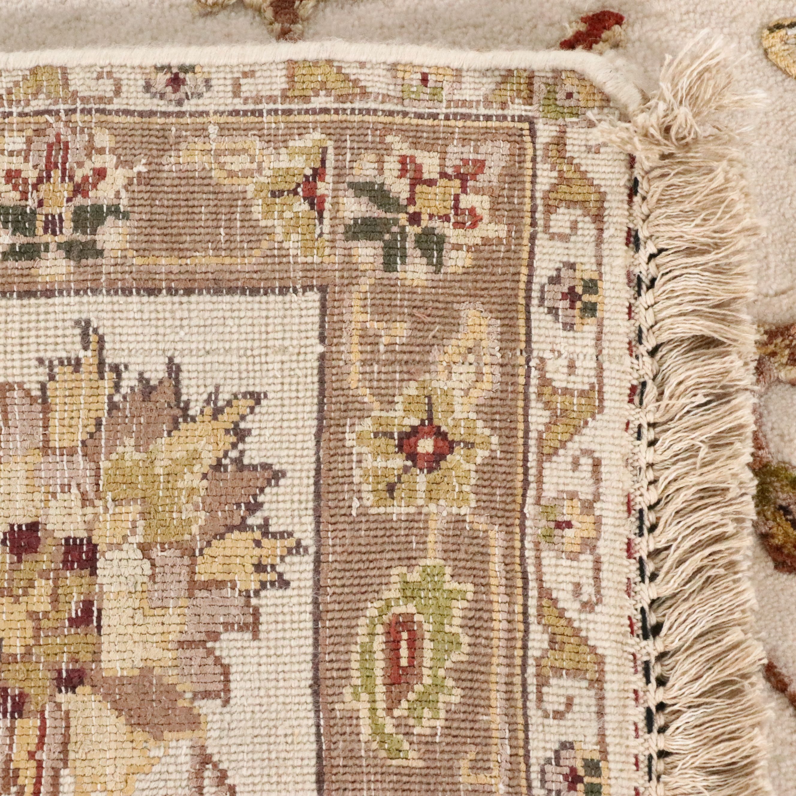 6' x 8'11 Hand-Knotted Indian Agra Silk Blend Area Rug