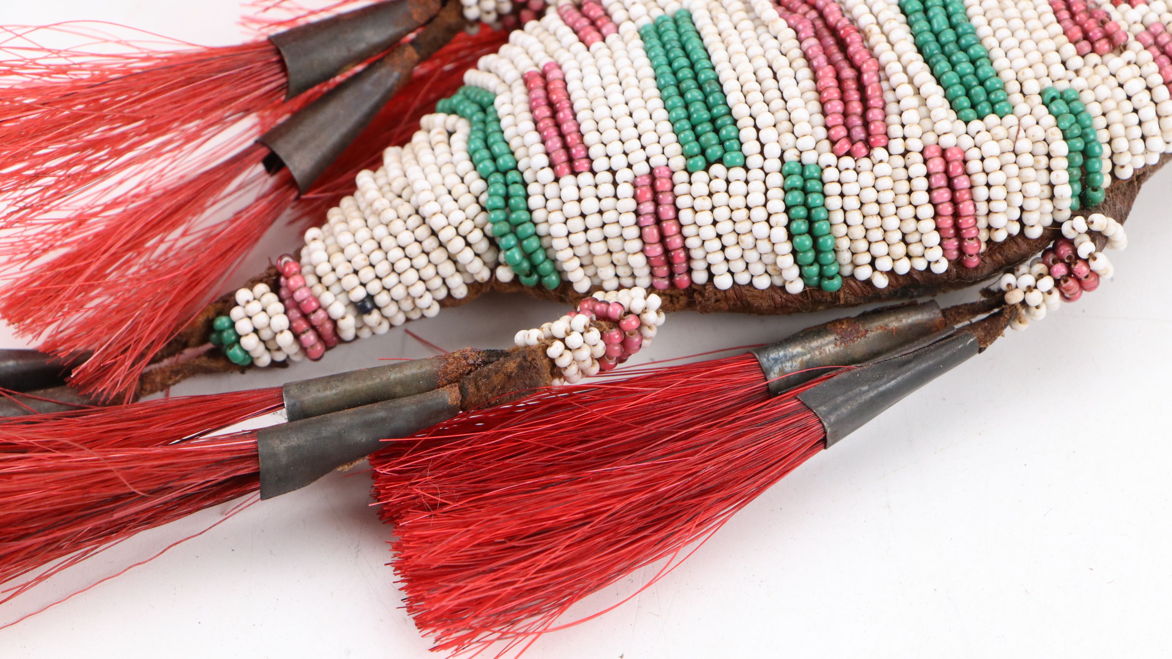 Two Plains Style Beaded "Fetishes" with Indigenous Woodlands Beaded Hide Pouch