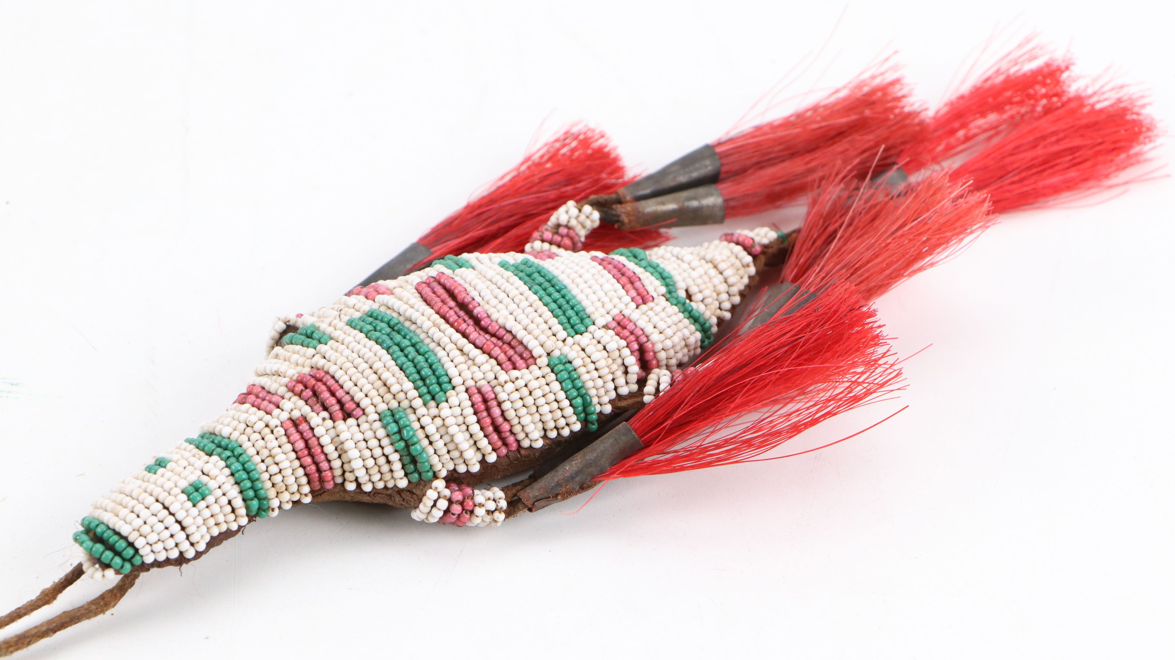 Two Plains Style Beaded "Fetishes" with Indigenous Woodlands Beaded Hide Pouch
