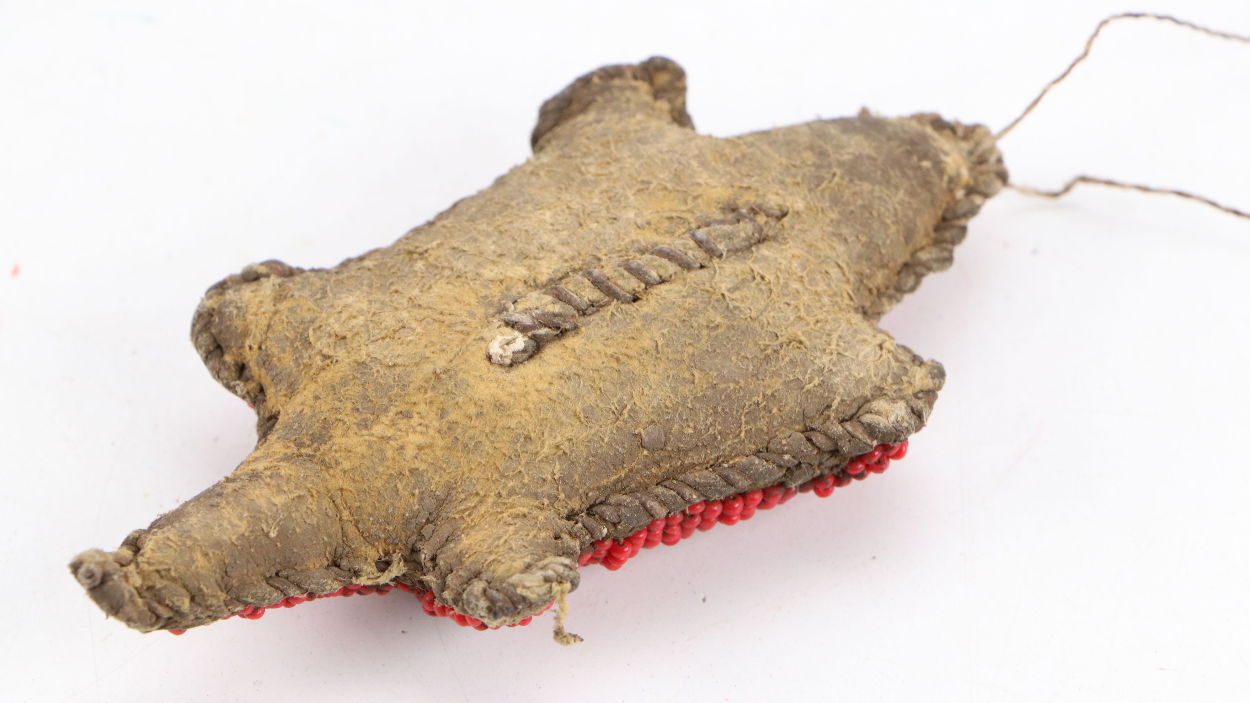 Two Plains Style Beaded "Fetishes" with Indigenous Woodlands Beaded Hide Pouch