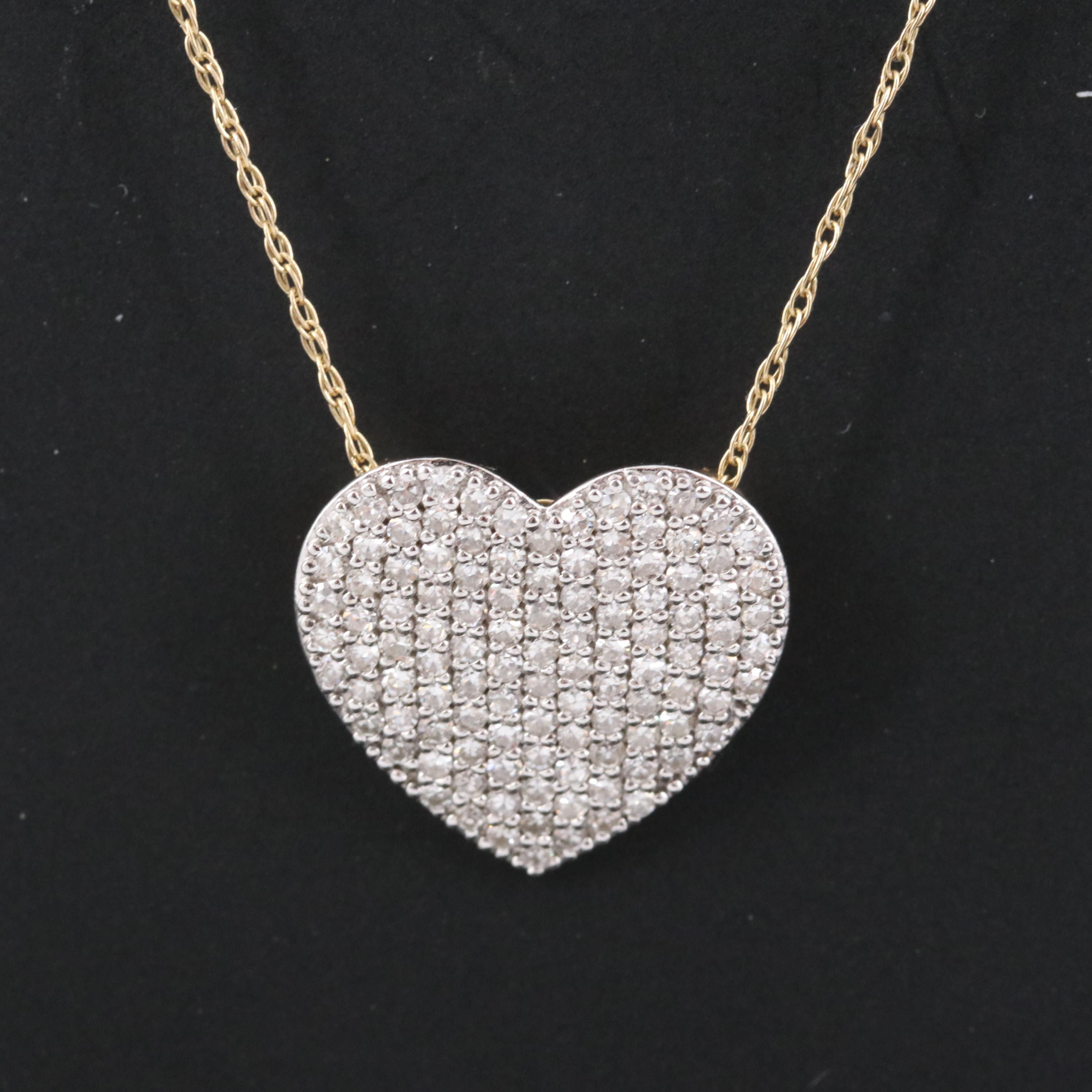 14K 0.60 CTW Diamond Heart Pendant Necklace