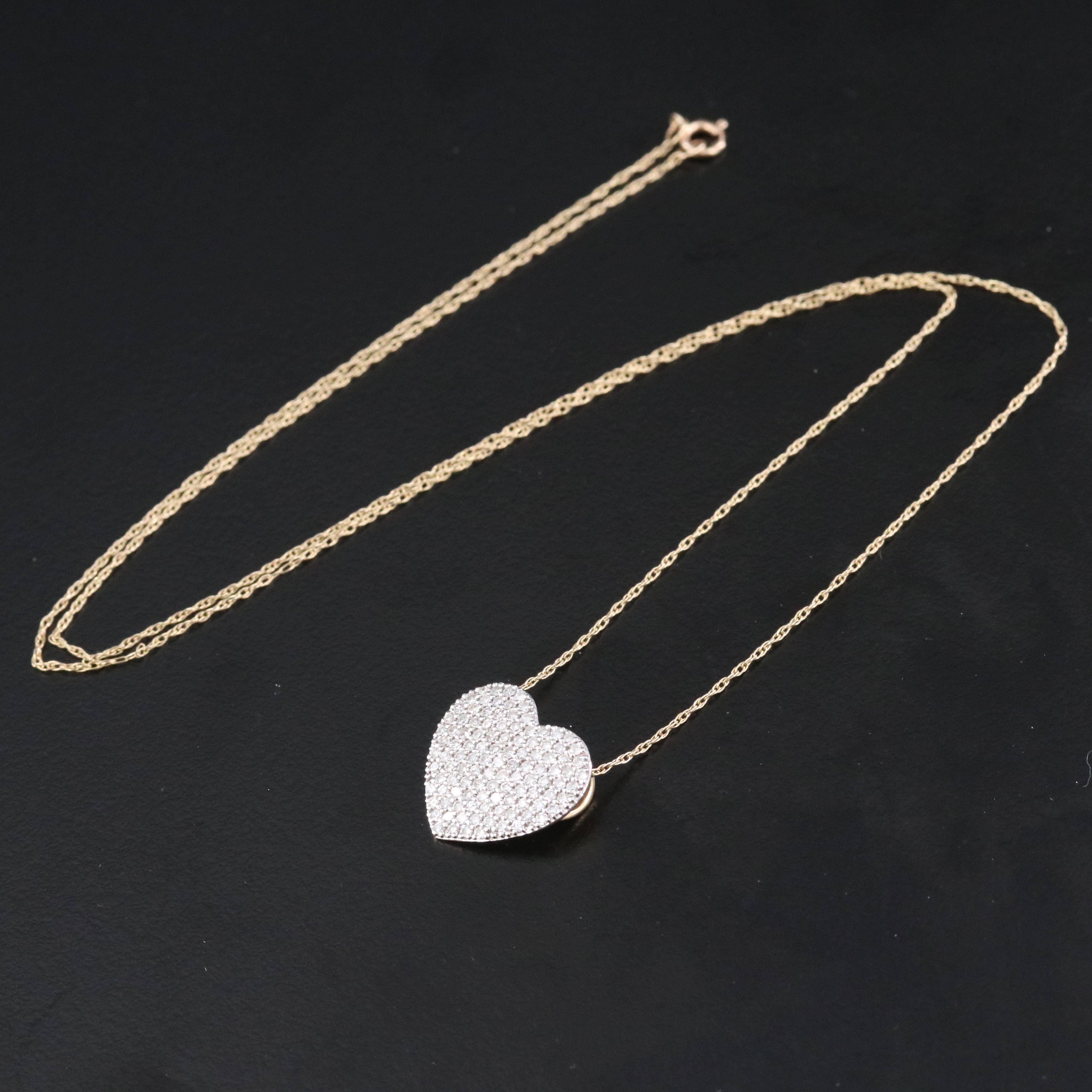 14K 0.60 CTW Diamond Heart Pendant Necklace