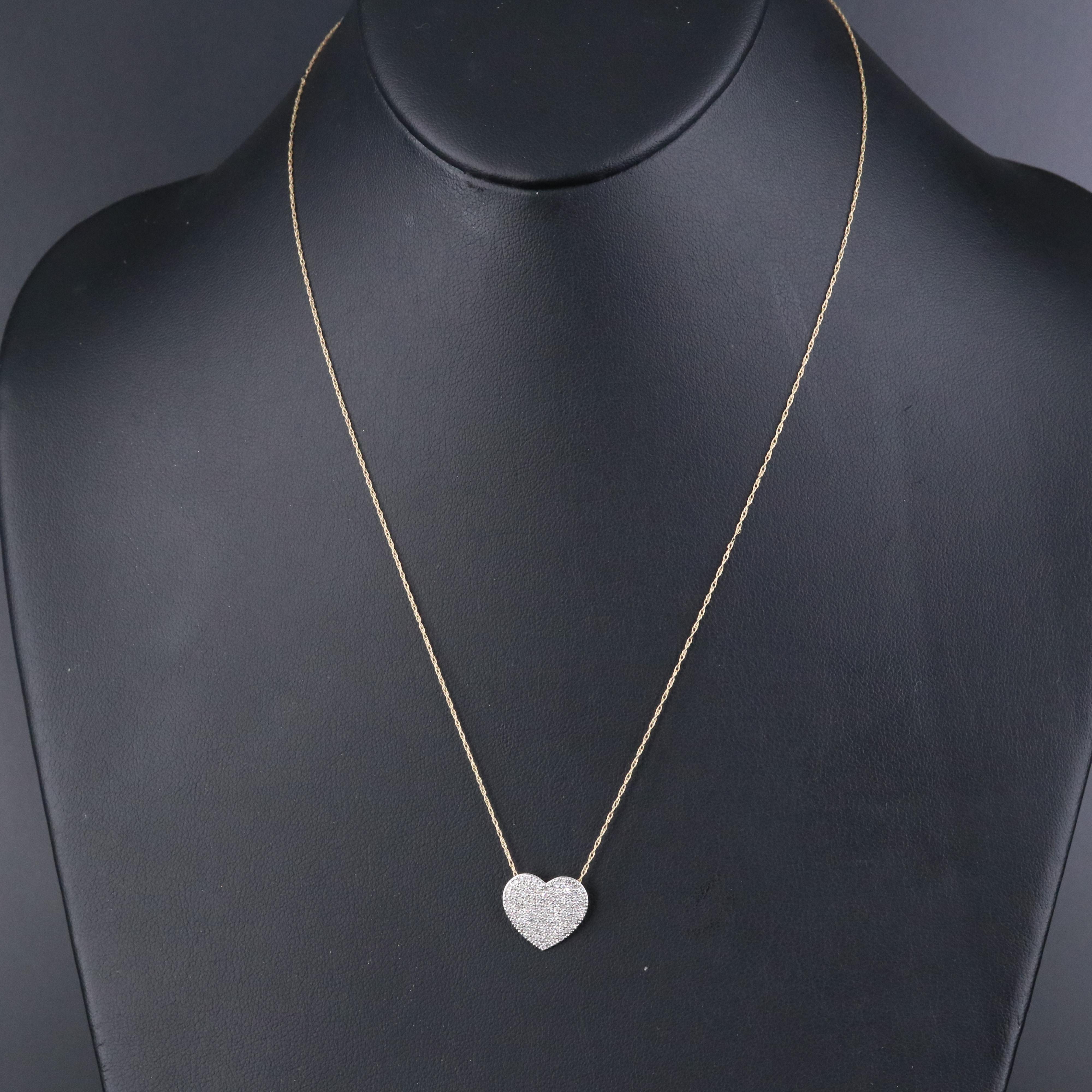 14K 0.60 CTW Diamond Heart Pendant Necklace