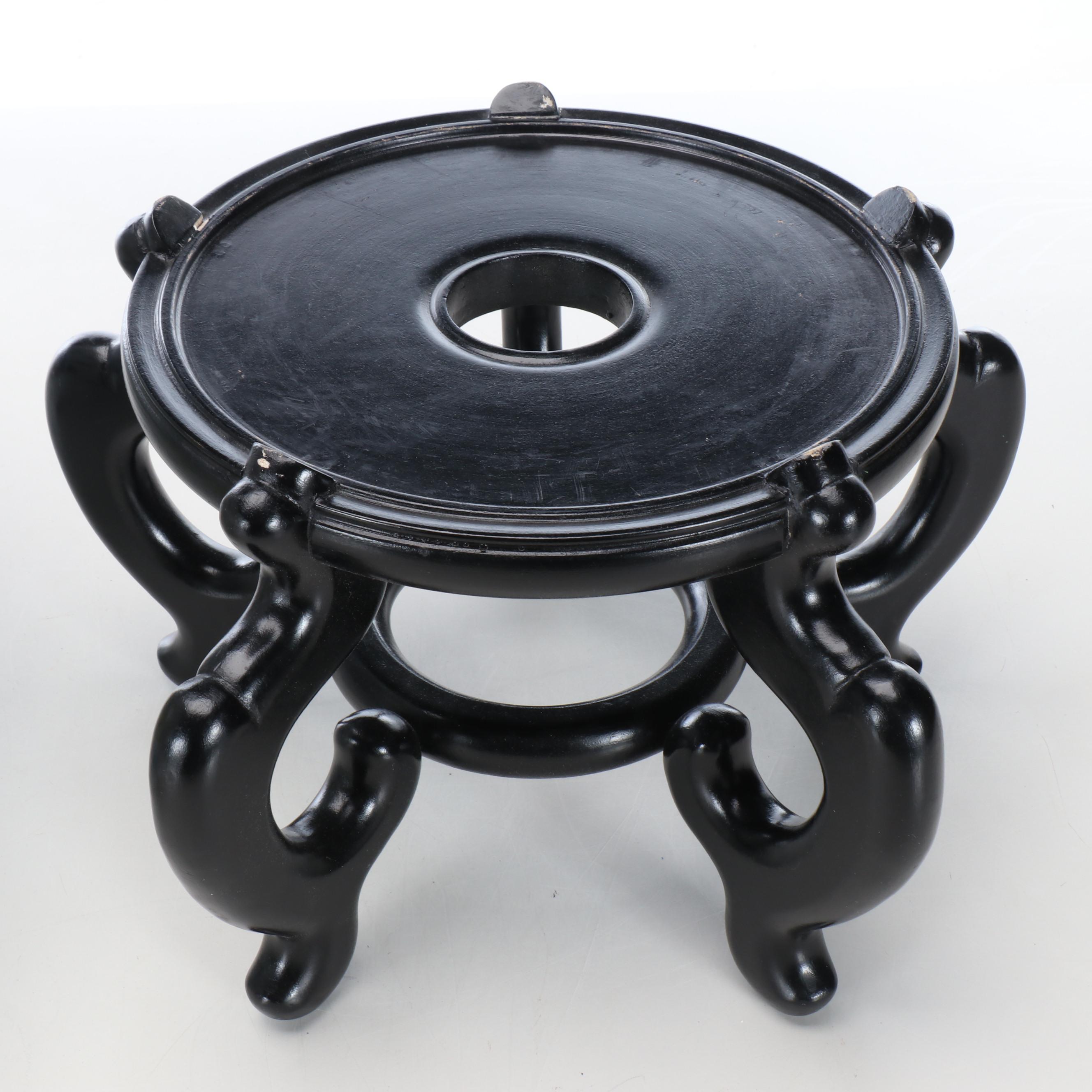 Chinese Famille Rose Porcelain Fishbowl Planter on Wood Base