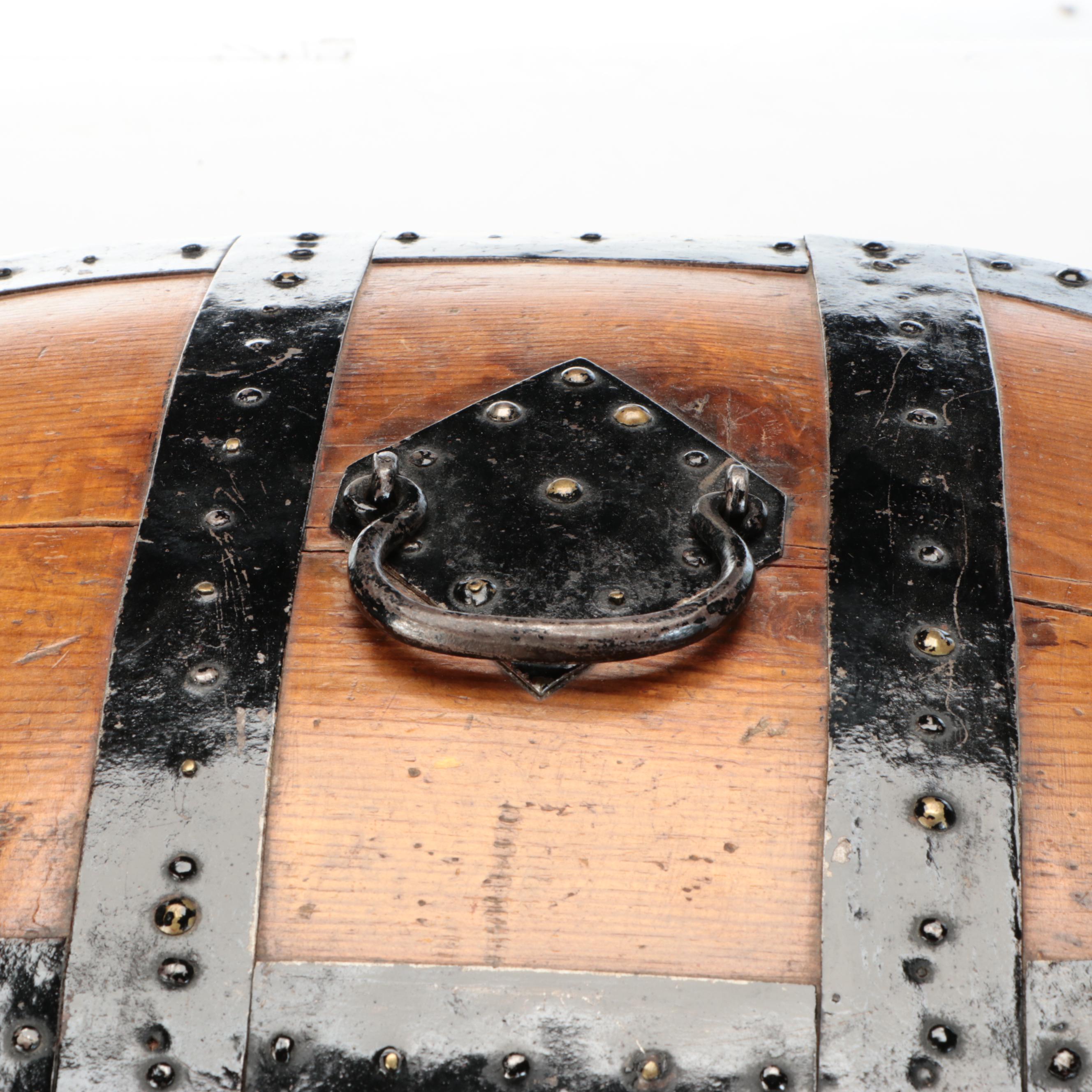 Swedish Baroque Bentwood Wooden Box with Iron Mounts, 19th Century