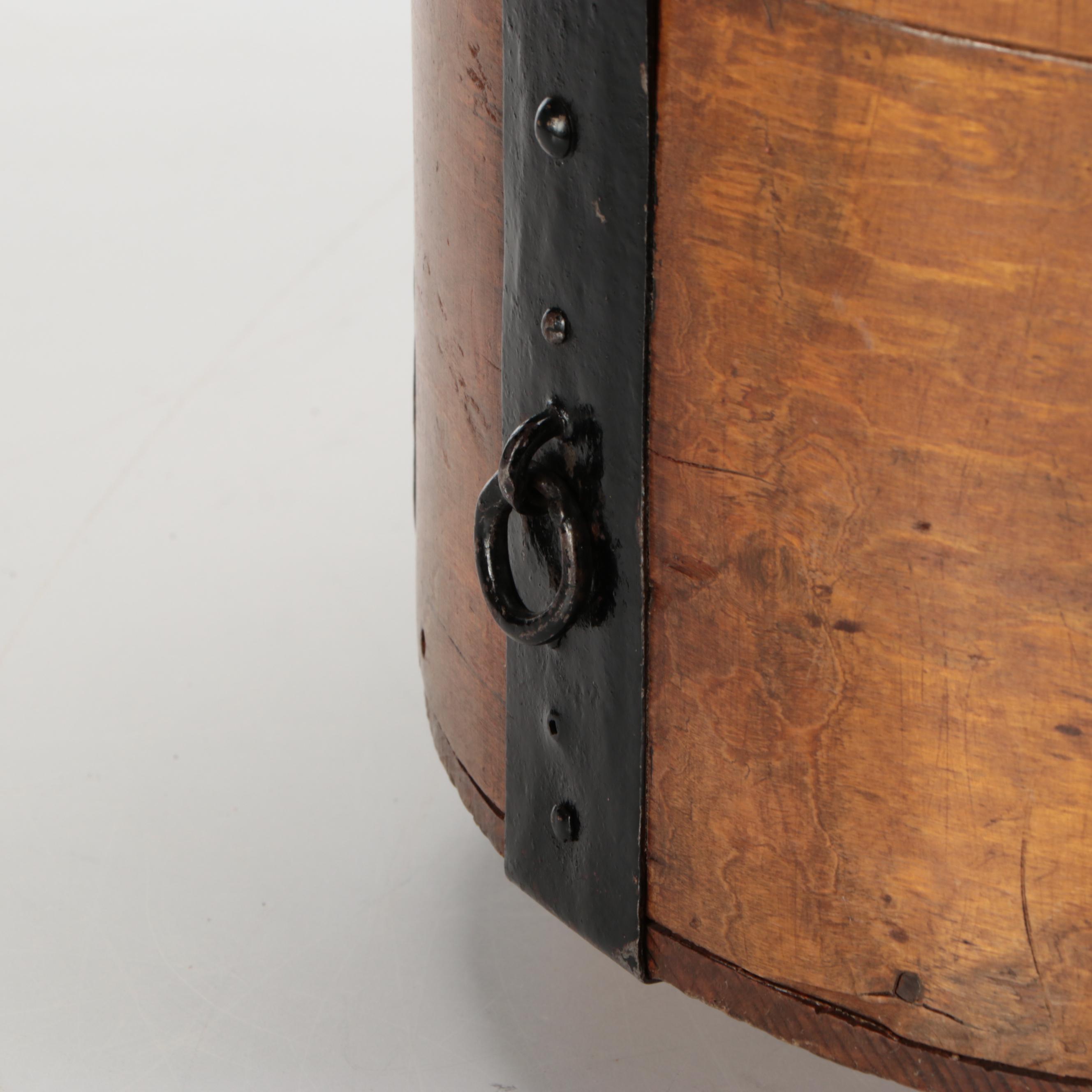Swedish Baroque Bentwood Wooden Box with Iron Mounts, 19th Century