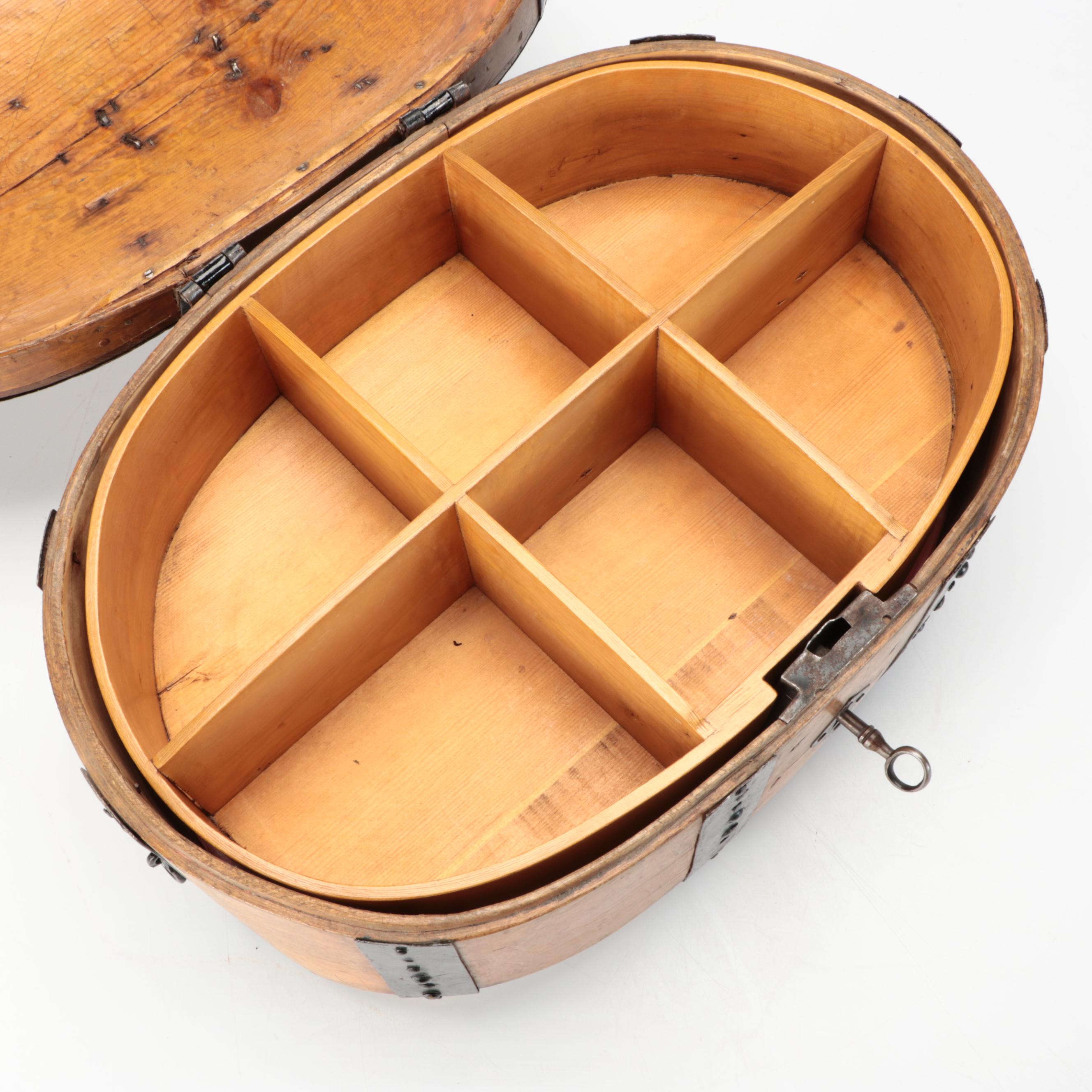 Swedish Baroque Bentwood Wooden Box with Iron Mounts, 19th Century