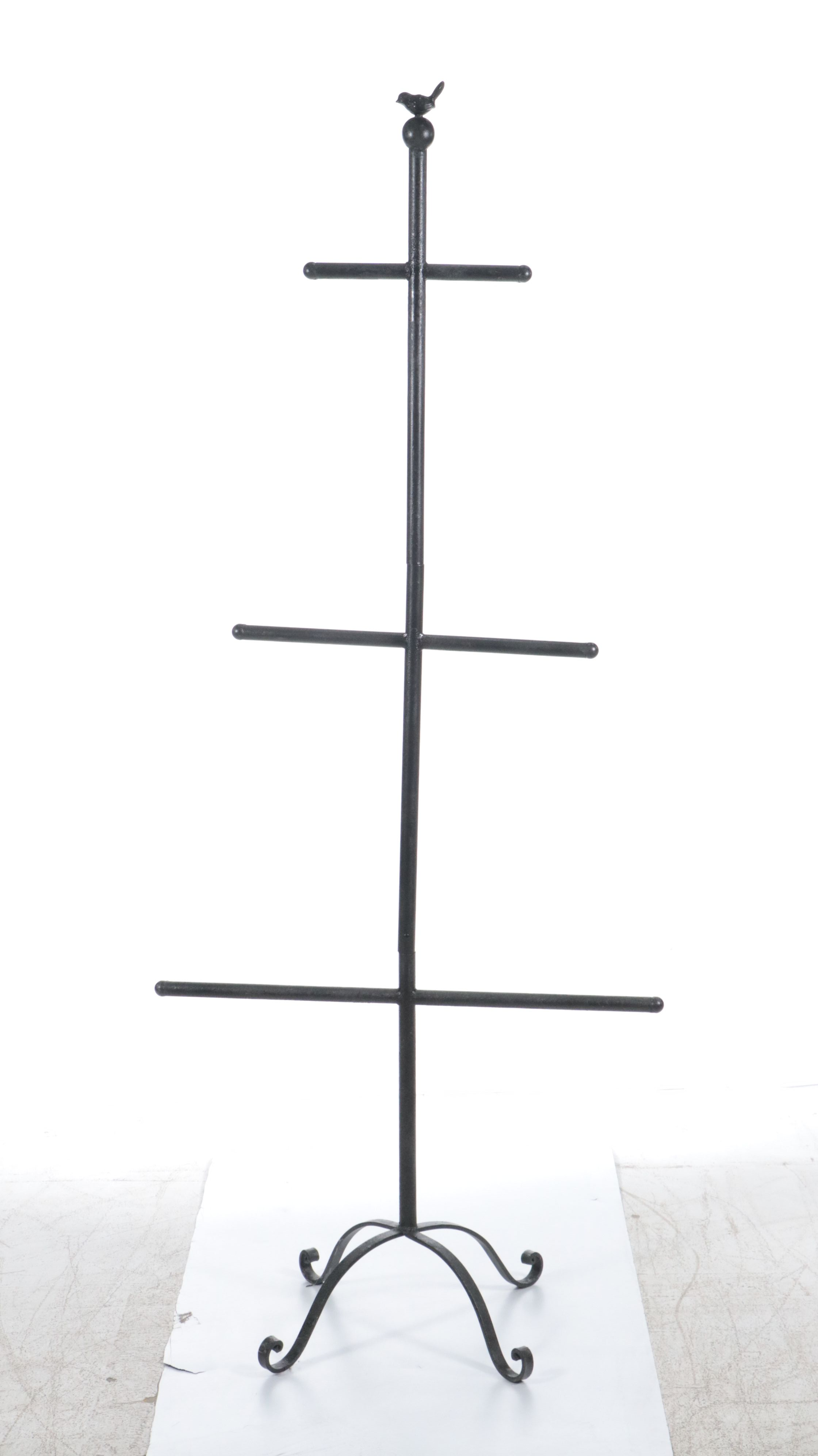 Cast Iron Basket Tree with Bird Finial