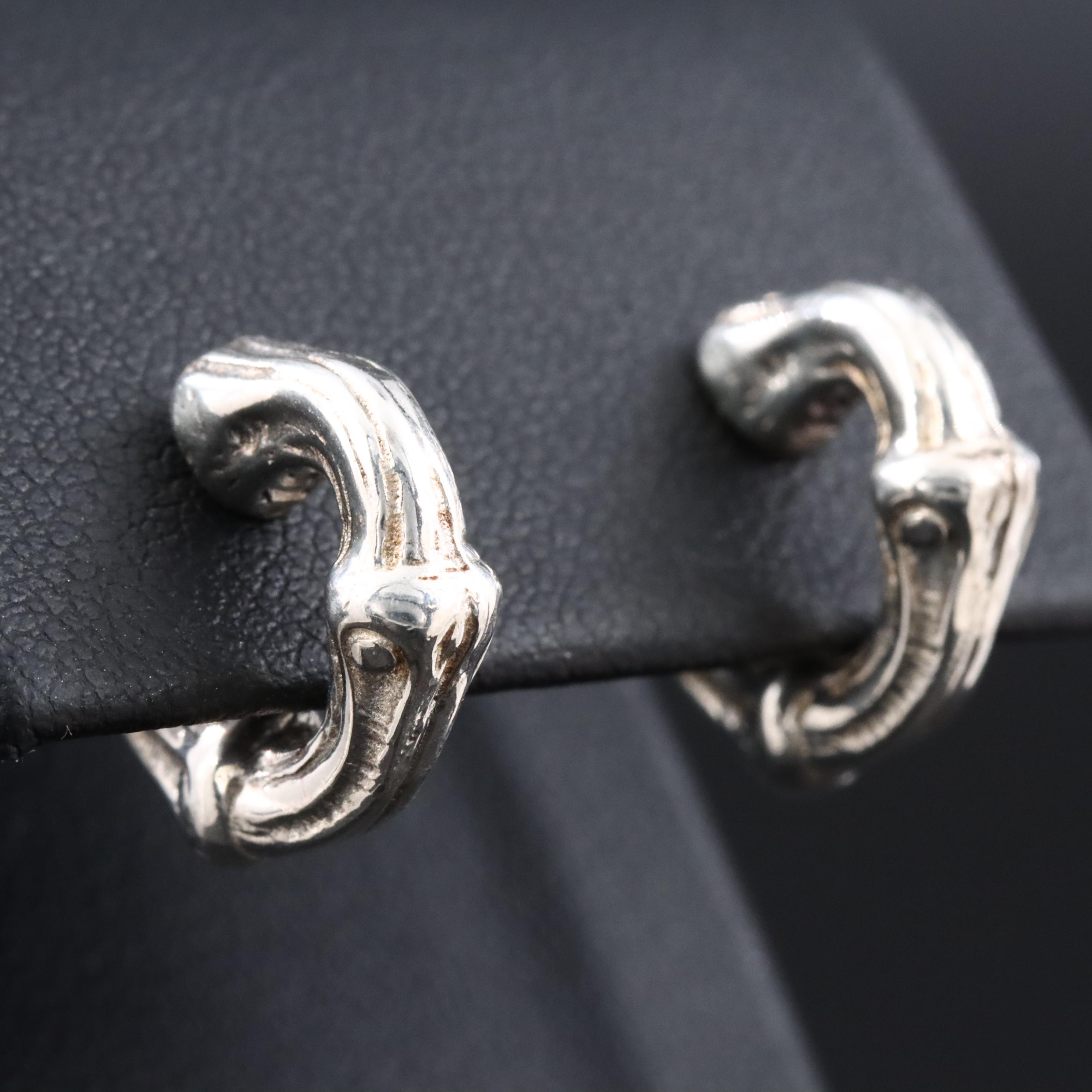 Tiffany & Co. Sterling Bamboo Hoop Earrings