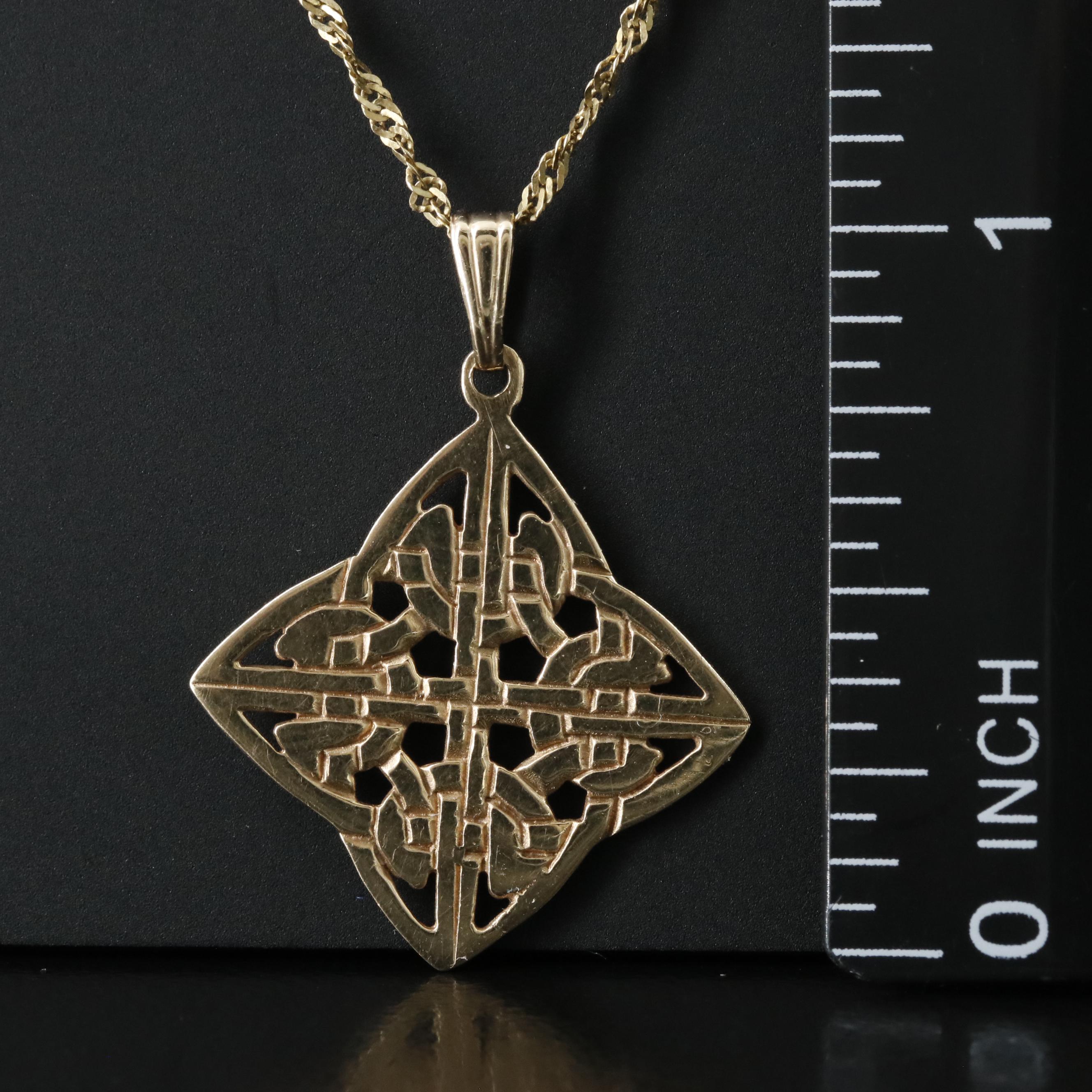 9K Celtic Knot Pendant on 10K Chain Necklace