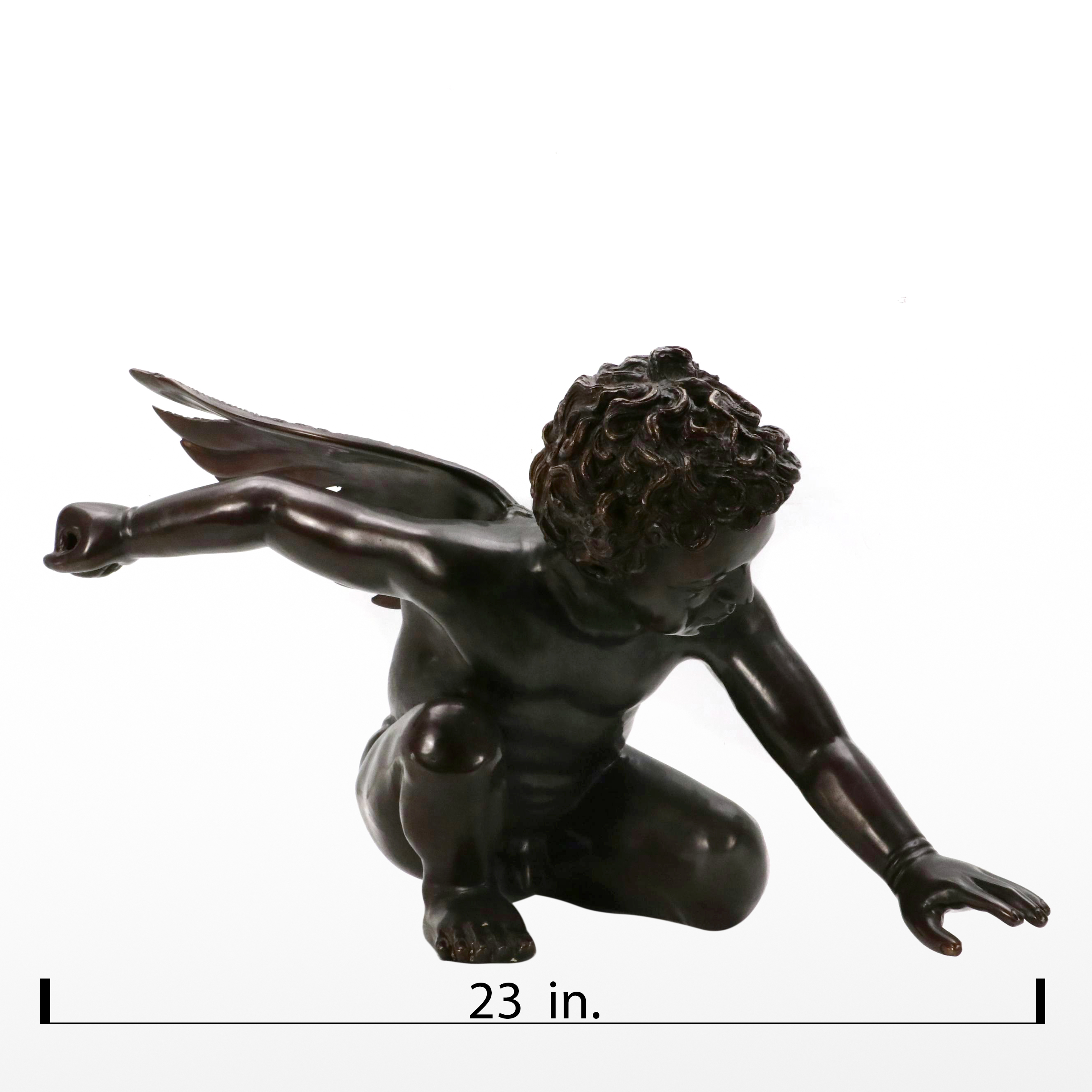 Cast Bronze Sculpture of Crouching Cupid, 20th Century