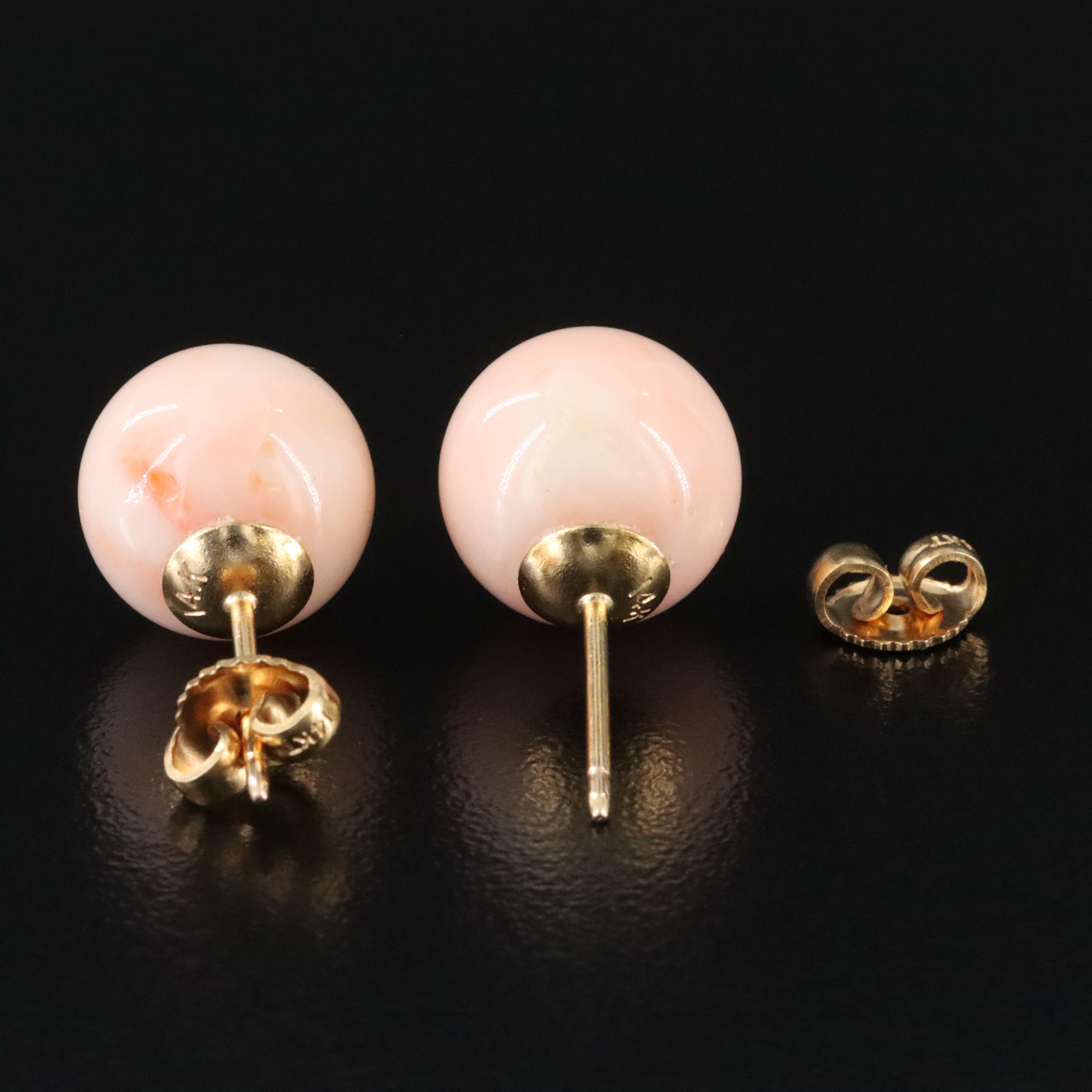 14K Coral Stud Earrings
