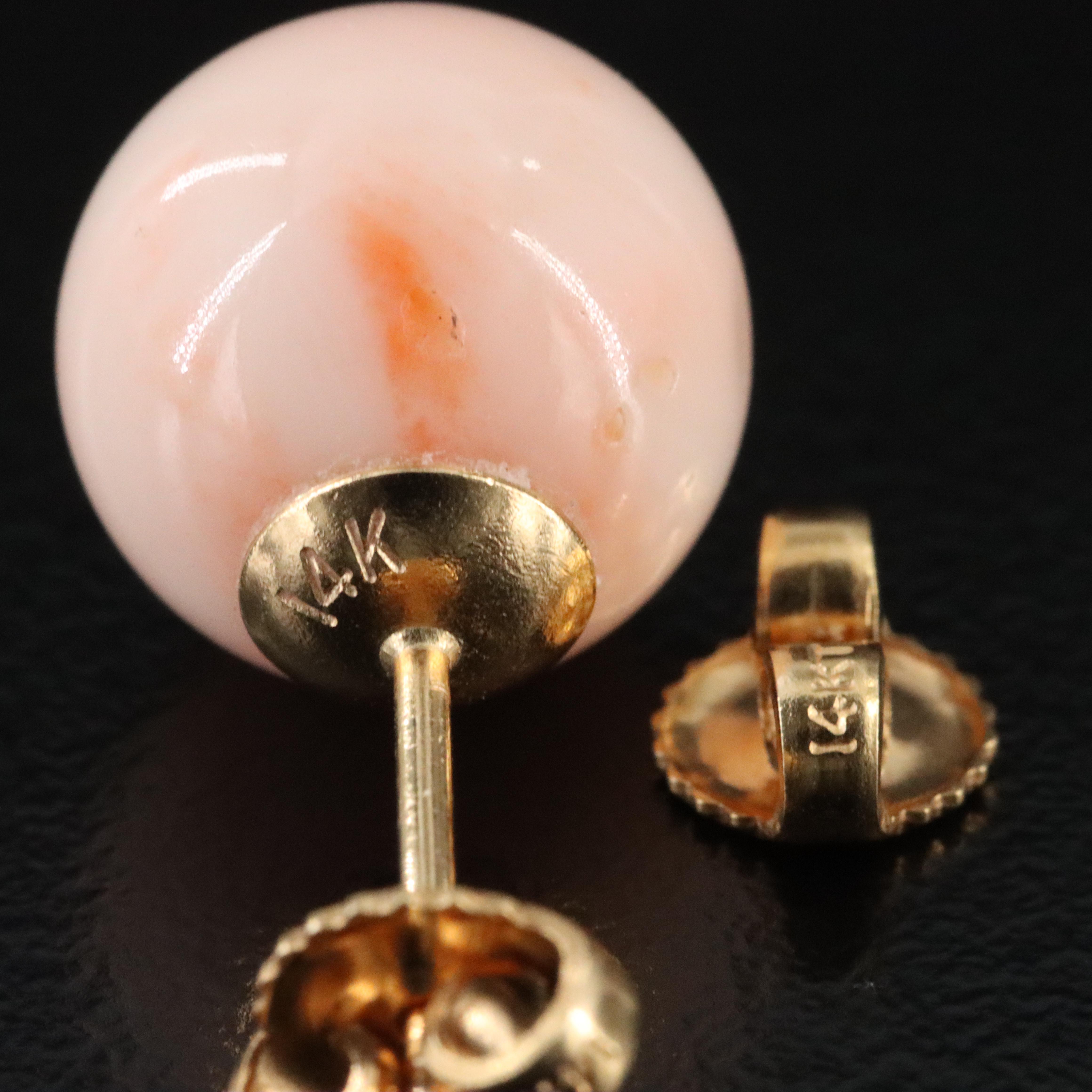14K Coral Stud Earrings
