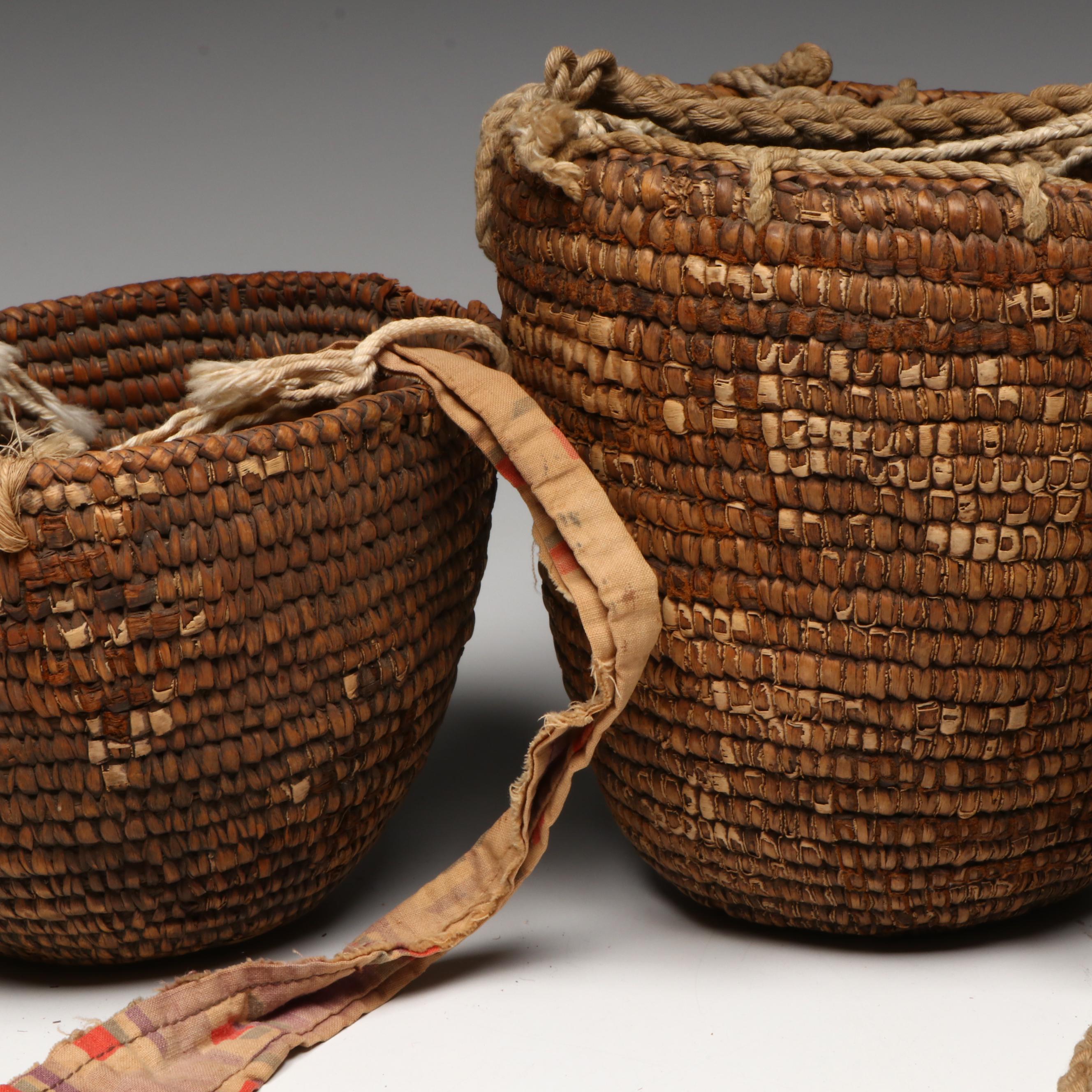 Two Pacific Northwest Utilitarian "Clam" Baskets, 20th Century