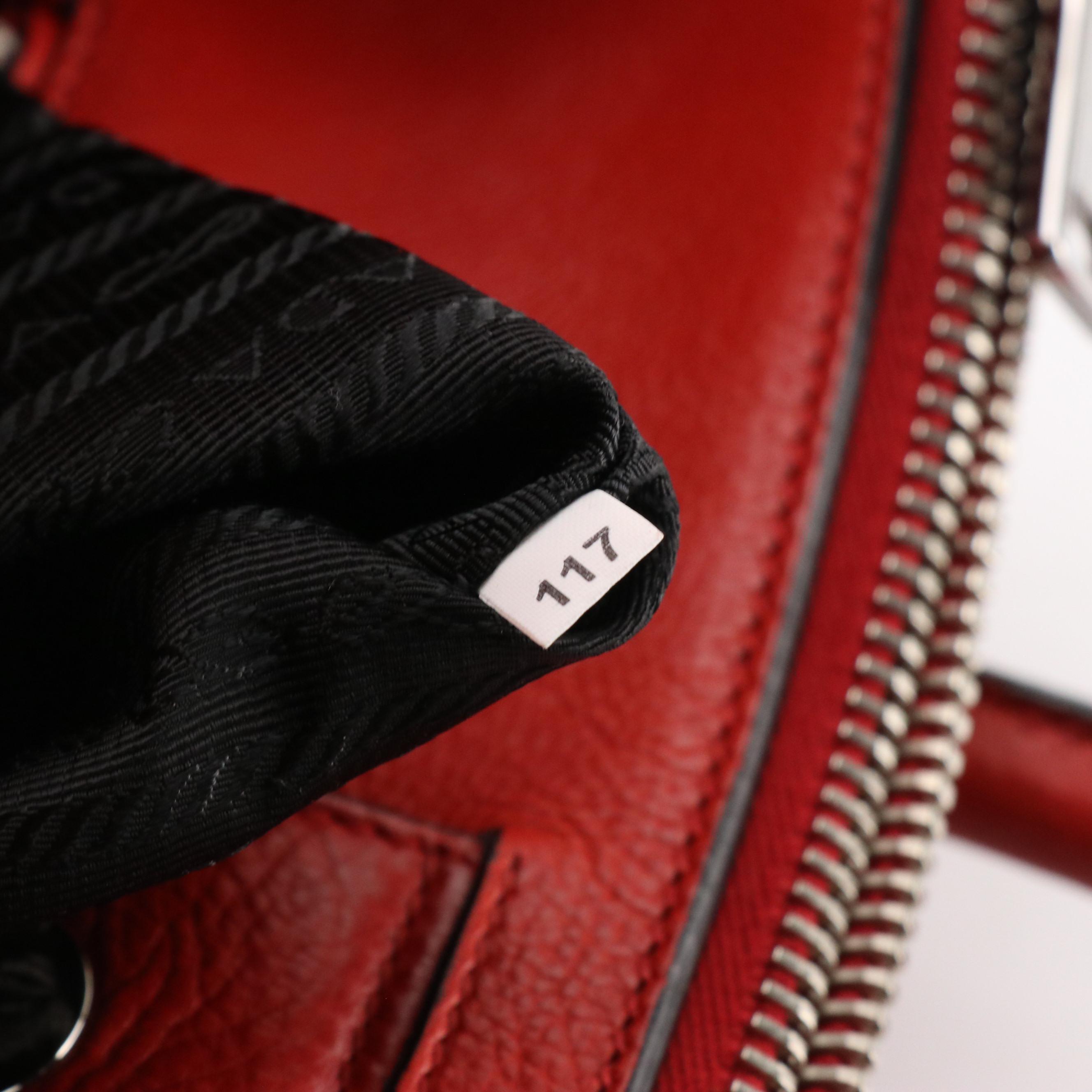 Prada Red Calfskin Leather Twin Pocket Two-Way Tote