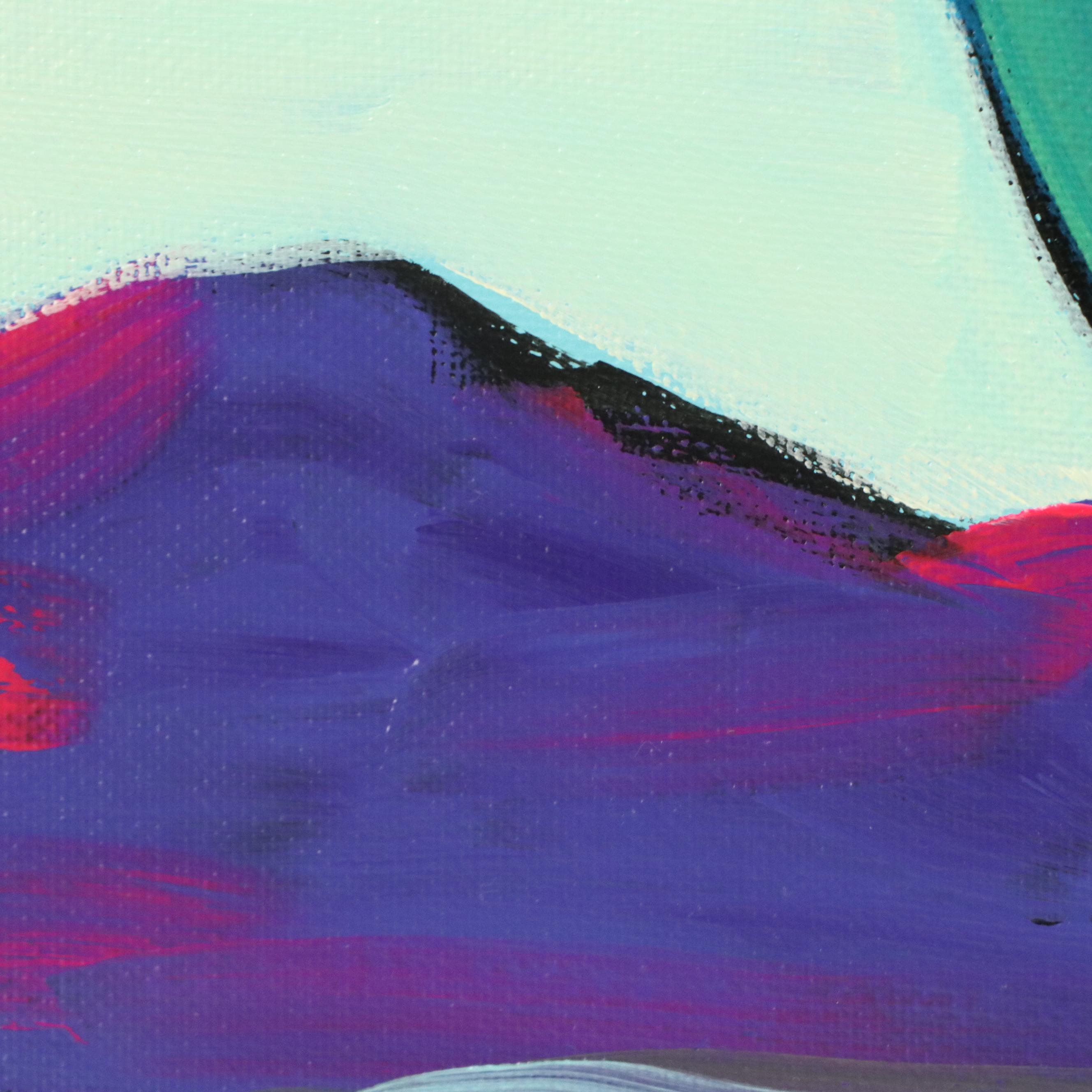 Joshua Ramsey Stylized Southwestern Landscape Acrylic Painting "Saguaro II"