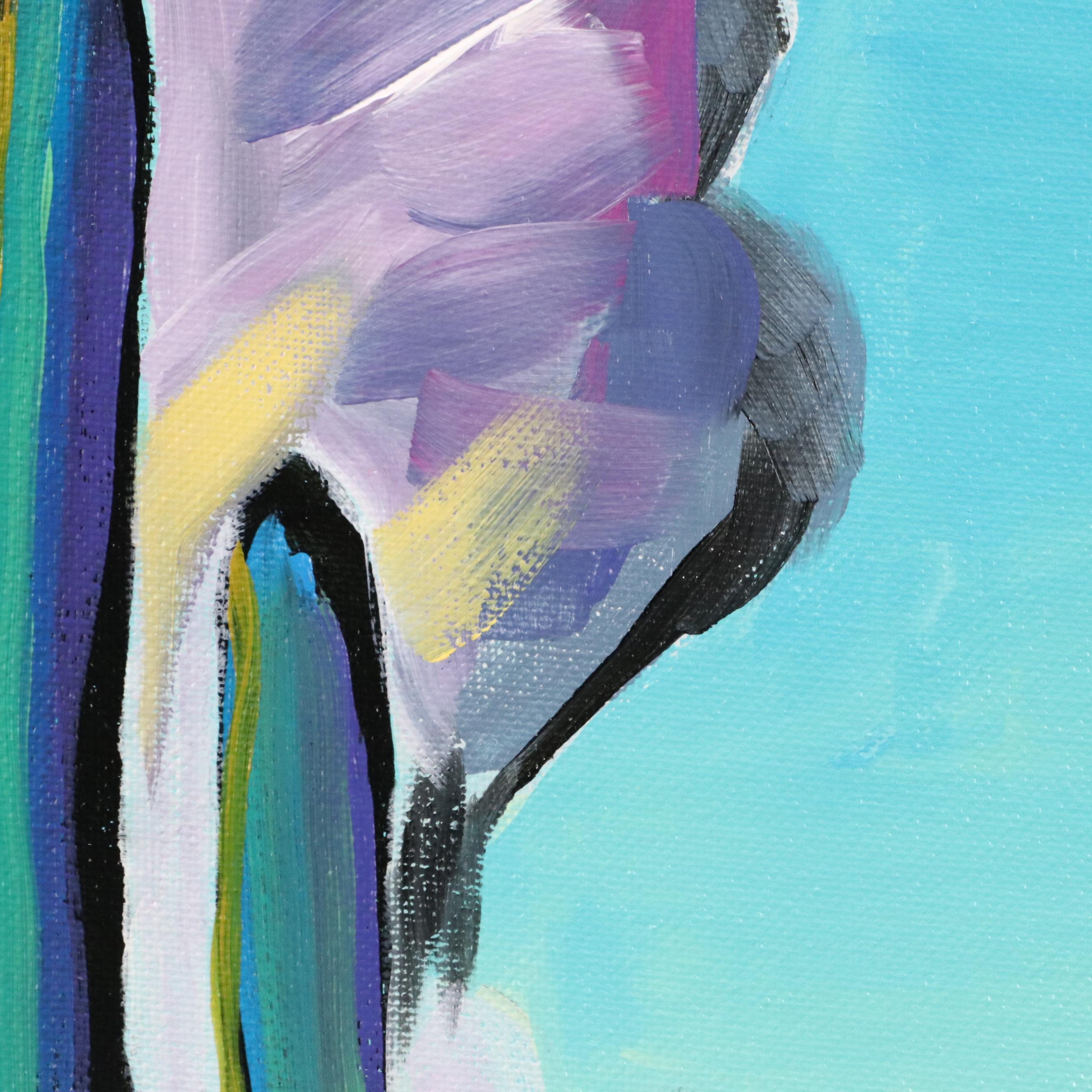 Joshua Ramsey Stylized Southwestern Landscape Acrylic Painting "Saguaro II"