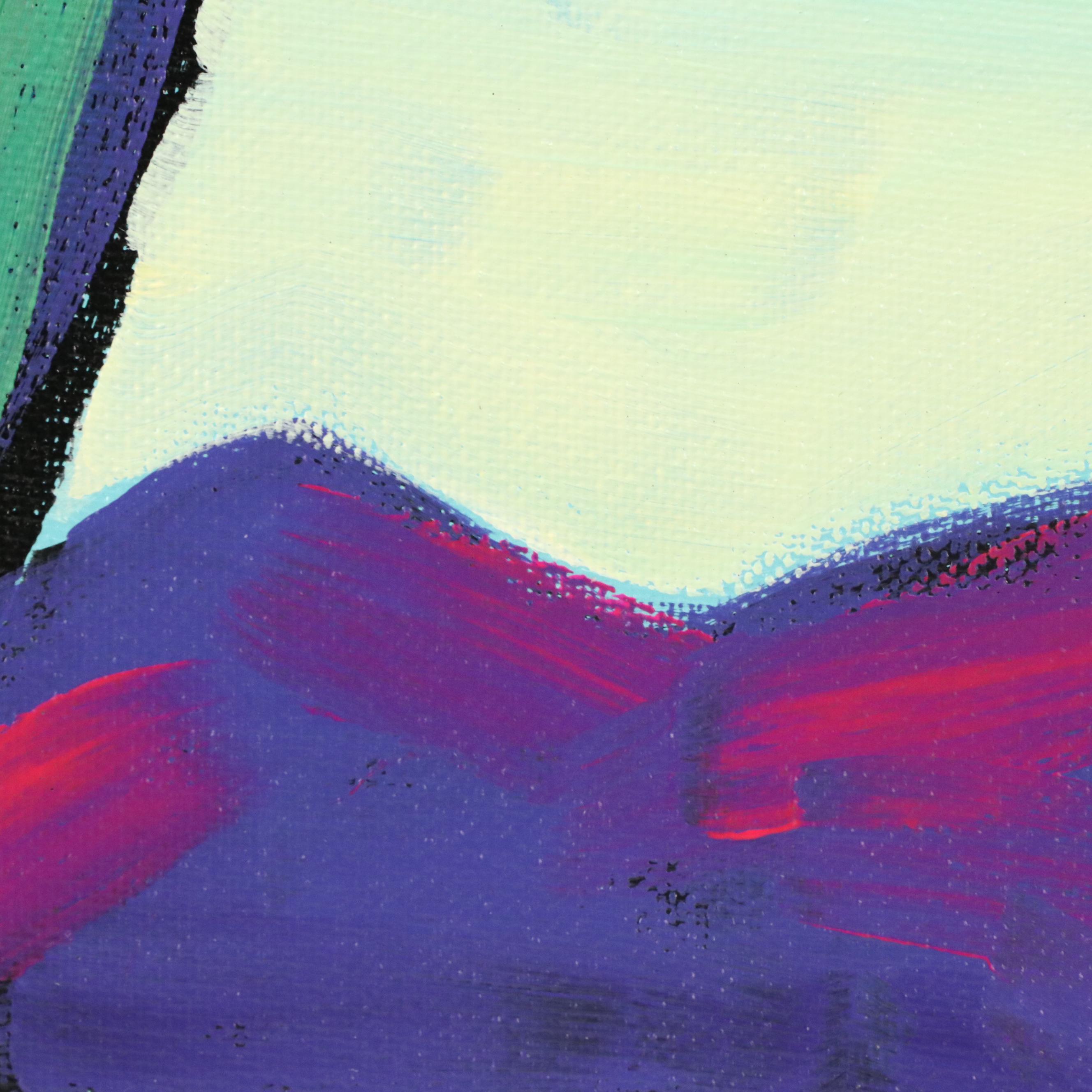 Joshua Ramsey Stylized Southwestern Landscape Acrylic Painting "Saguaro II"