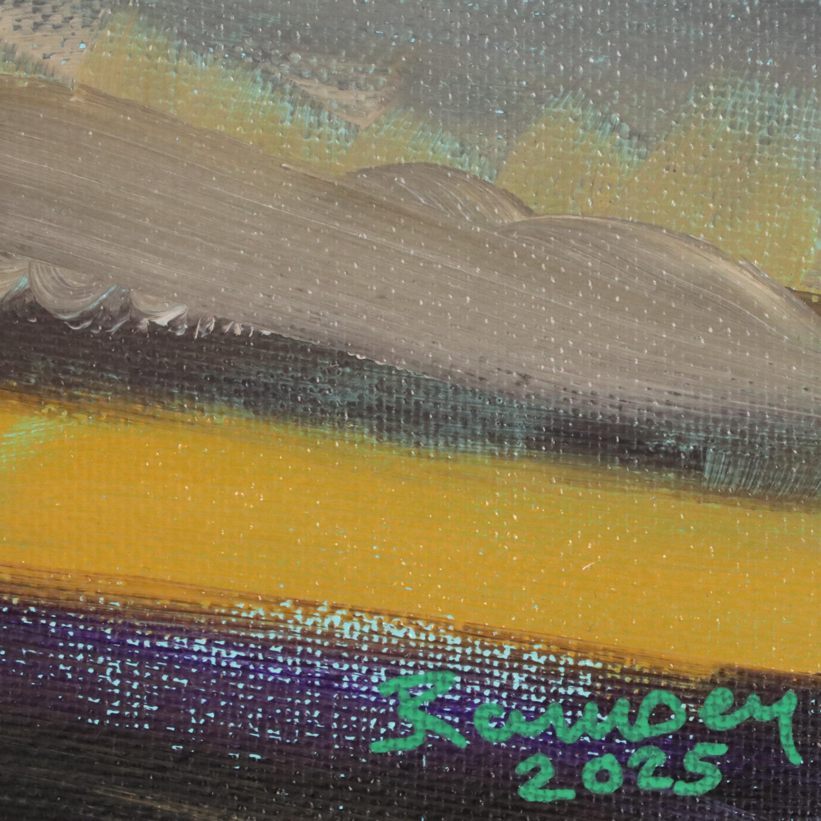 Joshua Ramsey Stylized Southwestern Landscape Acrylic Painting "Saguaro II"