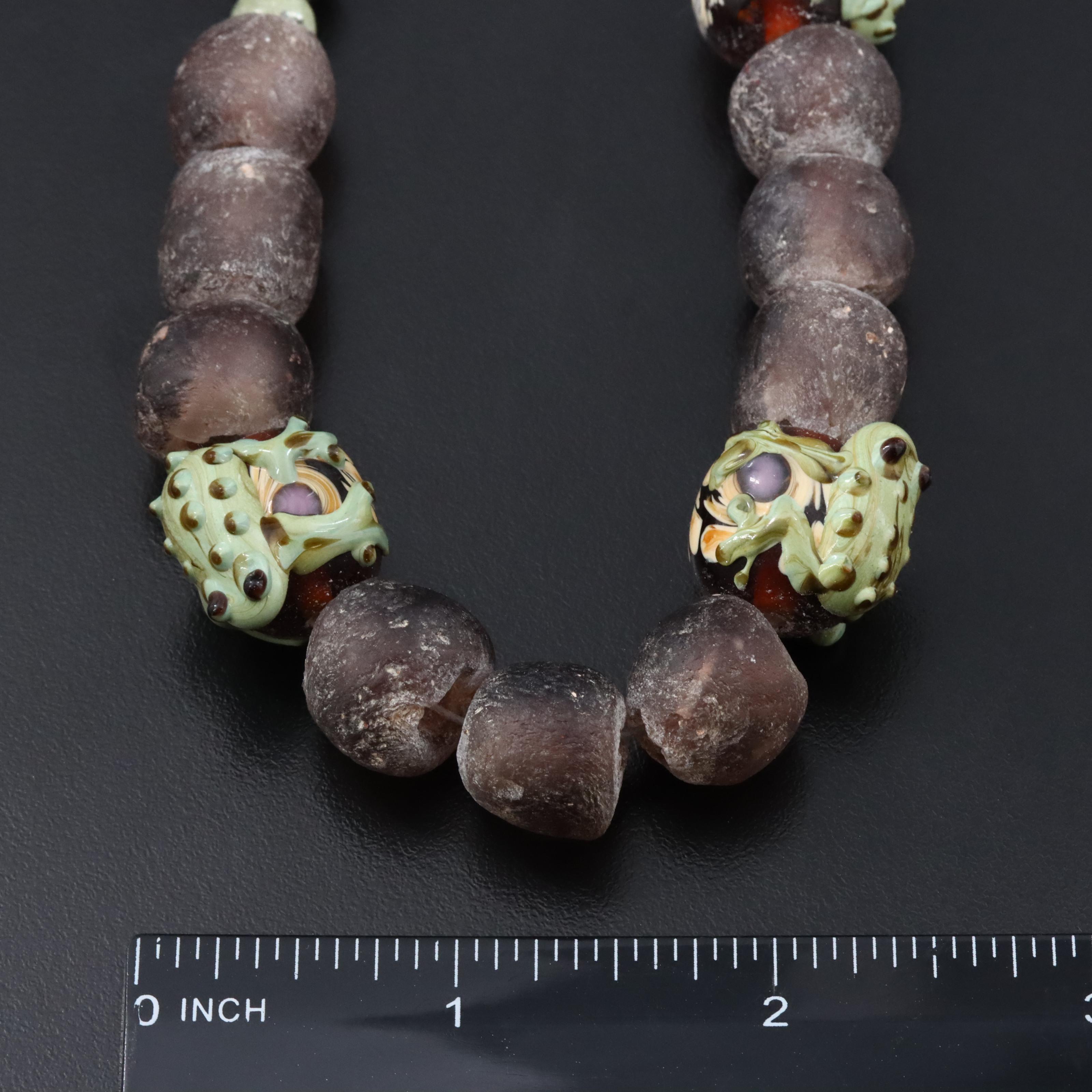 Garnet and Jasper Bead Necklaces Featuring Frog Detail