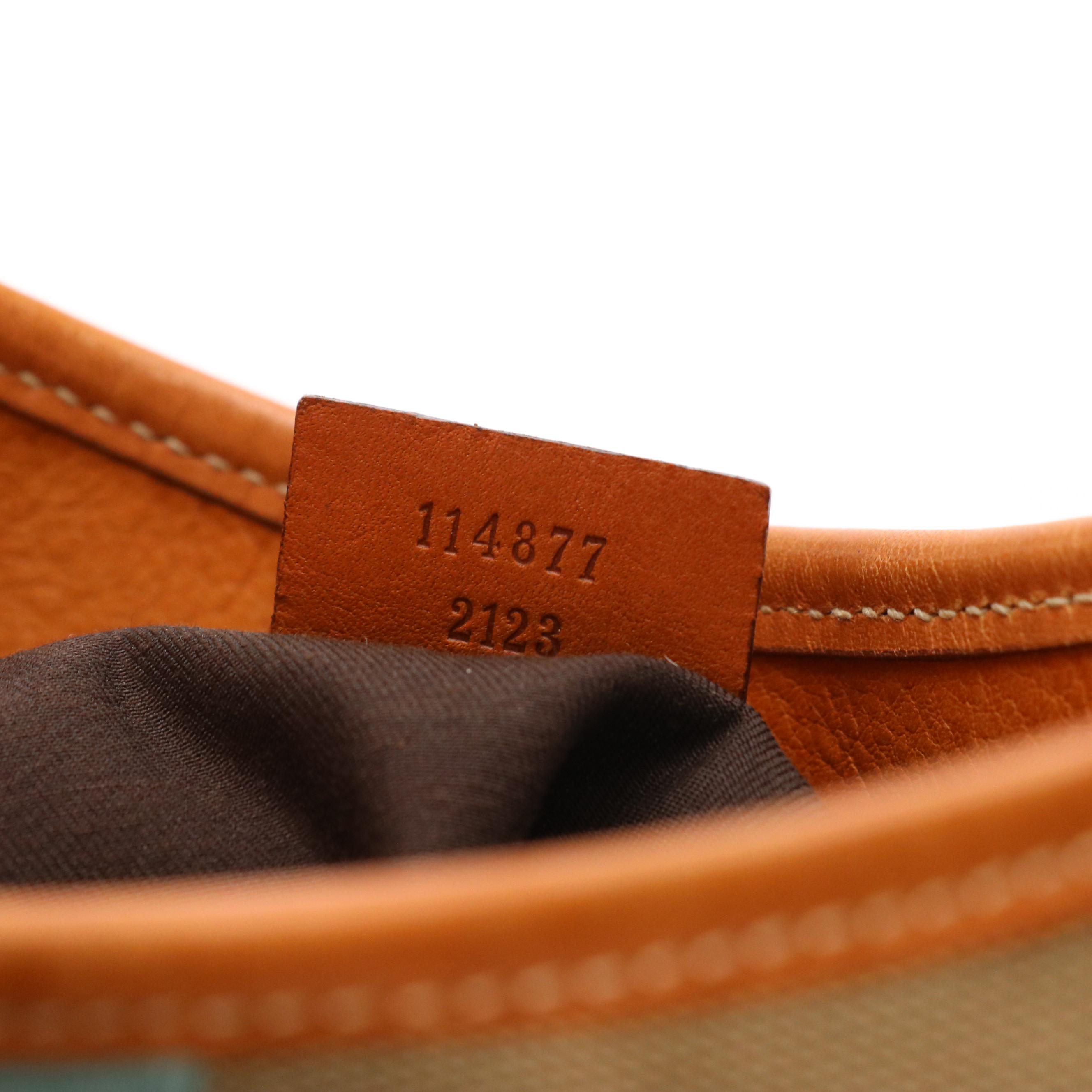 Gucci Reins Hobo Shoulder Bag in Web Striped Canvas and Brown Leather Trim